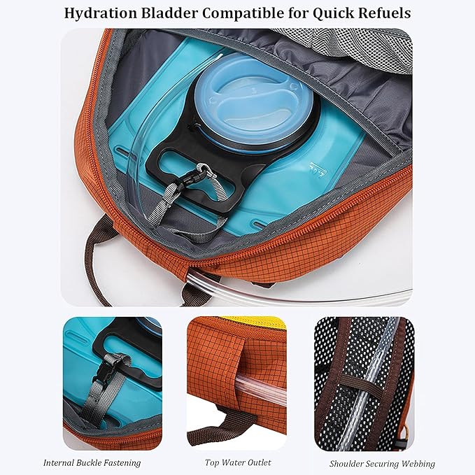 W WINTMING Small Hiking Backpack Travel Backpacks 20L Lightweight Hiking Daypack for Women Men Camping Daily Commuting (Orange)