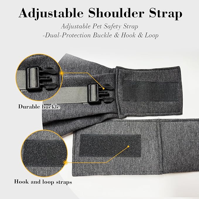 PAWPUBBY Dog & Cat Carrier Sling, Puppy Carrier Bag (3-10 lbs) - Adjustable Padded Shoulder, Hands-Free, Double Safety Buckles, Outdoor Travel, Dark Gray, M