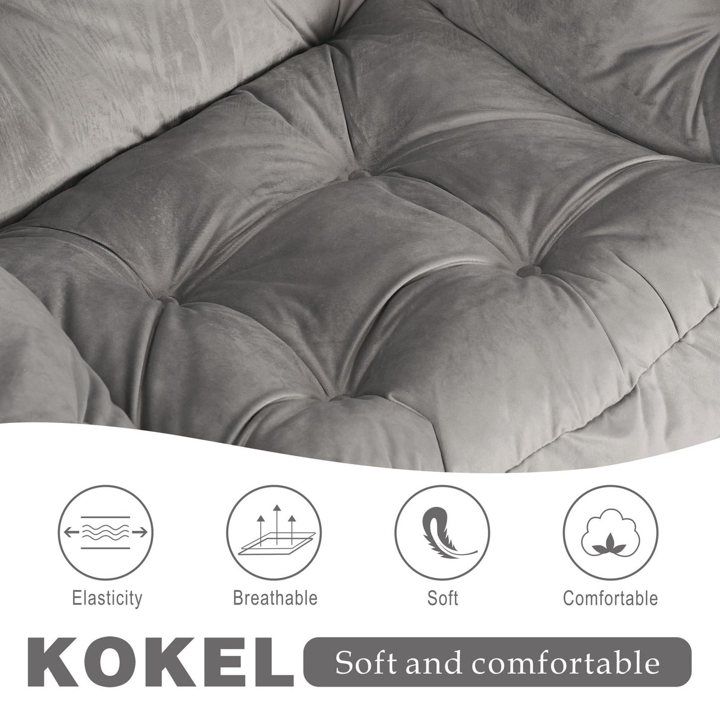 Kokel Lazy Chair with Folding Ottoman,Living Room Chairs, Accent Contemporary Lounge Chair, Single Steel Frame Leisure Sofa Chair with Armrests and A Side Pocket (Light Gray)