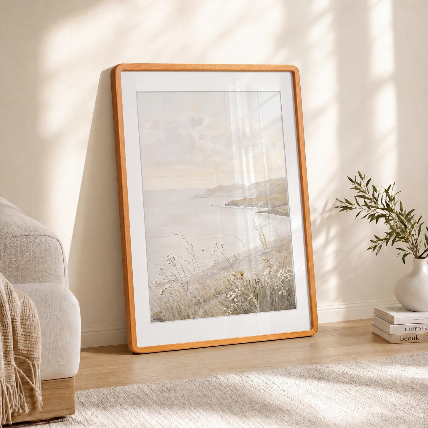 Acovy 20x28in Picture Frame, Natural Solid Teak Handcrafted Wooden Photo Frame, Dual Use for Wall Mount, Matted to Fit 16"x24" Photos, HD Tempered Glass, Pre-Installed Stand & Hanging Hook