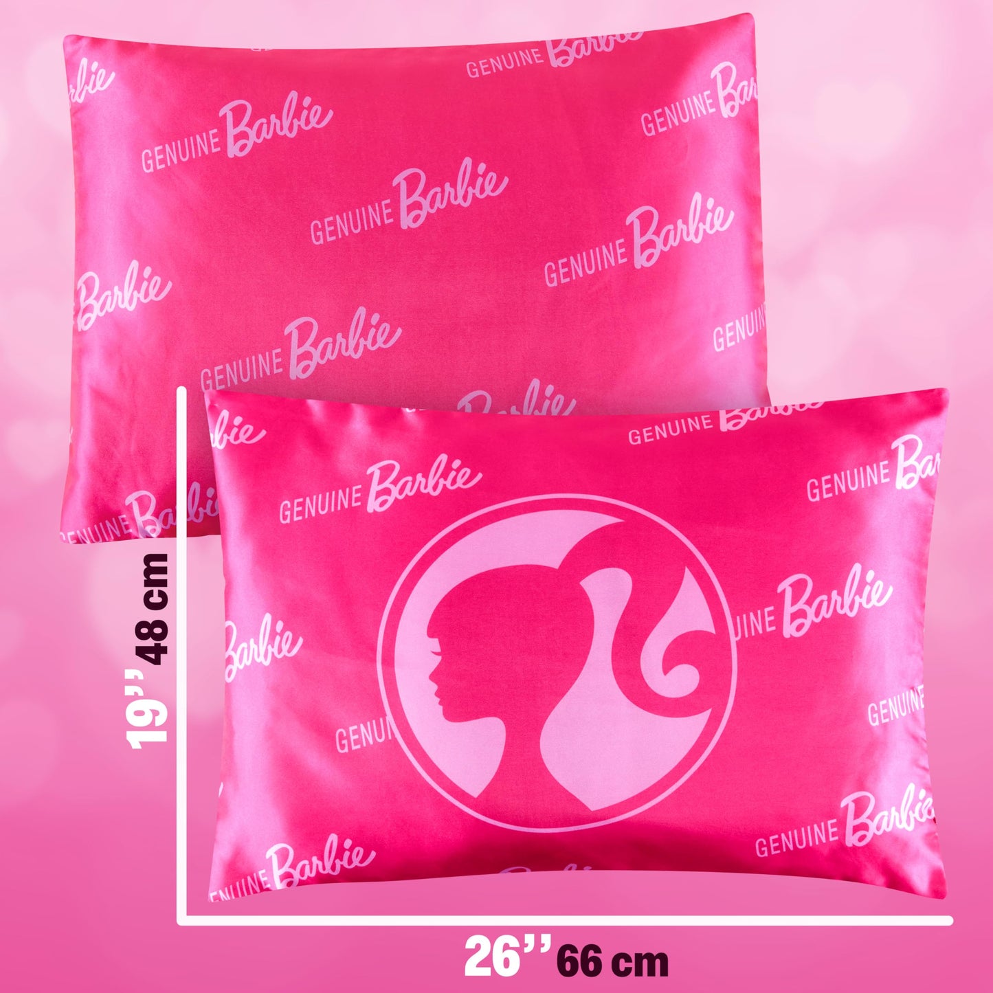 Get Trend Barbie Silky Satin Pillowcase 19x26in, Officially Licensed Smooth Soft Glossy Zipped Pillow Covers for Hair and Skin Beauty, Gifts for Girls, Teens (Pink Barbie)