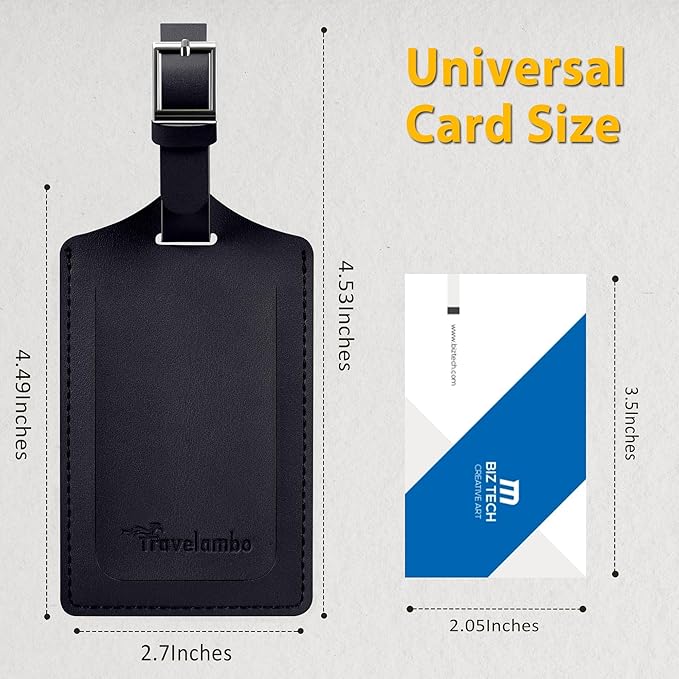 Travelambo 30 Pack Luggage Tags Faux Leather for Suitcases Travel Bag Labels with Protection Cover ID (Black)