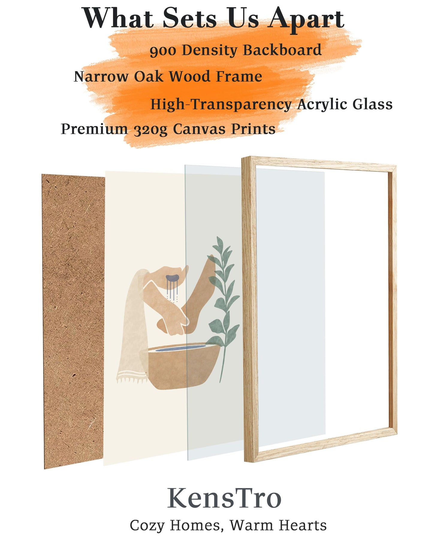 KensTro Natural OAK Wood Beige Boho Christian Framed Wall Art, 16x20 in Mid Century Modern Washing Feet Canvas Wall Art,Minimalist Religious Jesus Christ for Living Room Bedroom Decor Set of 1