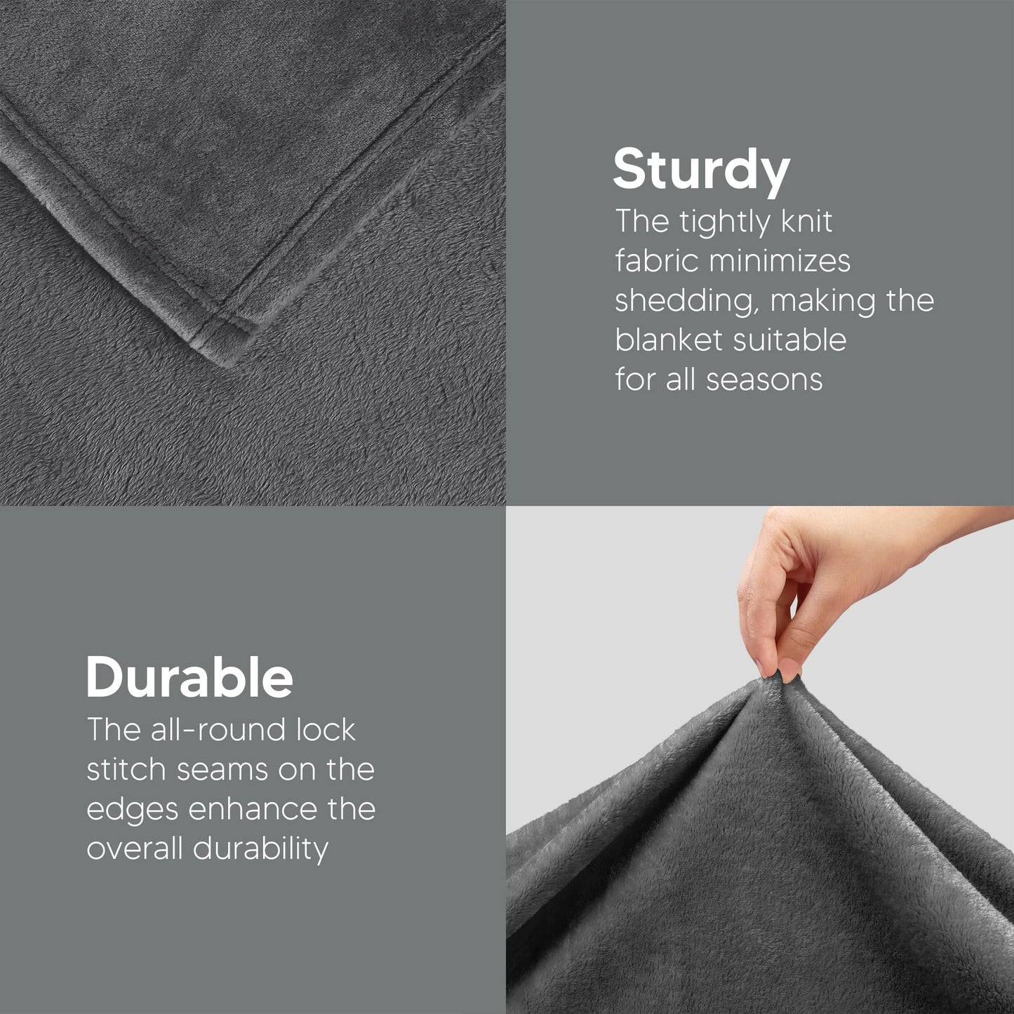 Utopia Bedding Fleece Blanket Queen Size Grey (90x90 Inches) Ultra Soft Warm Lightweight Microfiber Breathable Anti-Static Cozy Bed Blanket, All-Season Home Decor Gift for Women and Men