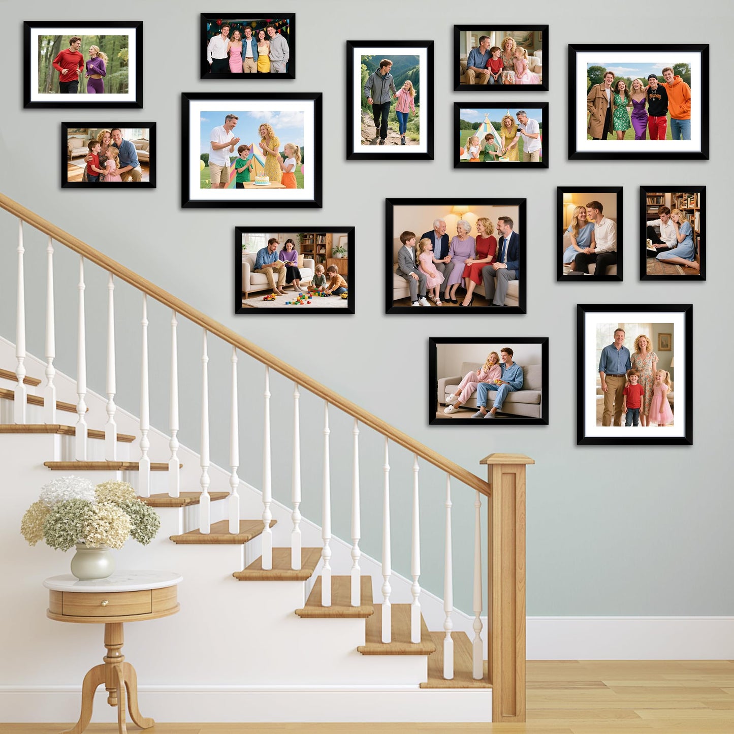 HOMERHYME 8x10 Picture Frame Set of 8, Black Photo Frames for Tabletop or Wall Display, Fits Pictures 5x7 with Mat or 8x10 Without Mat, Frame Collage with HD Plexiglass for Gallery Home Wall Decor