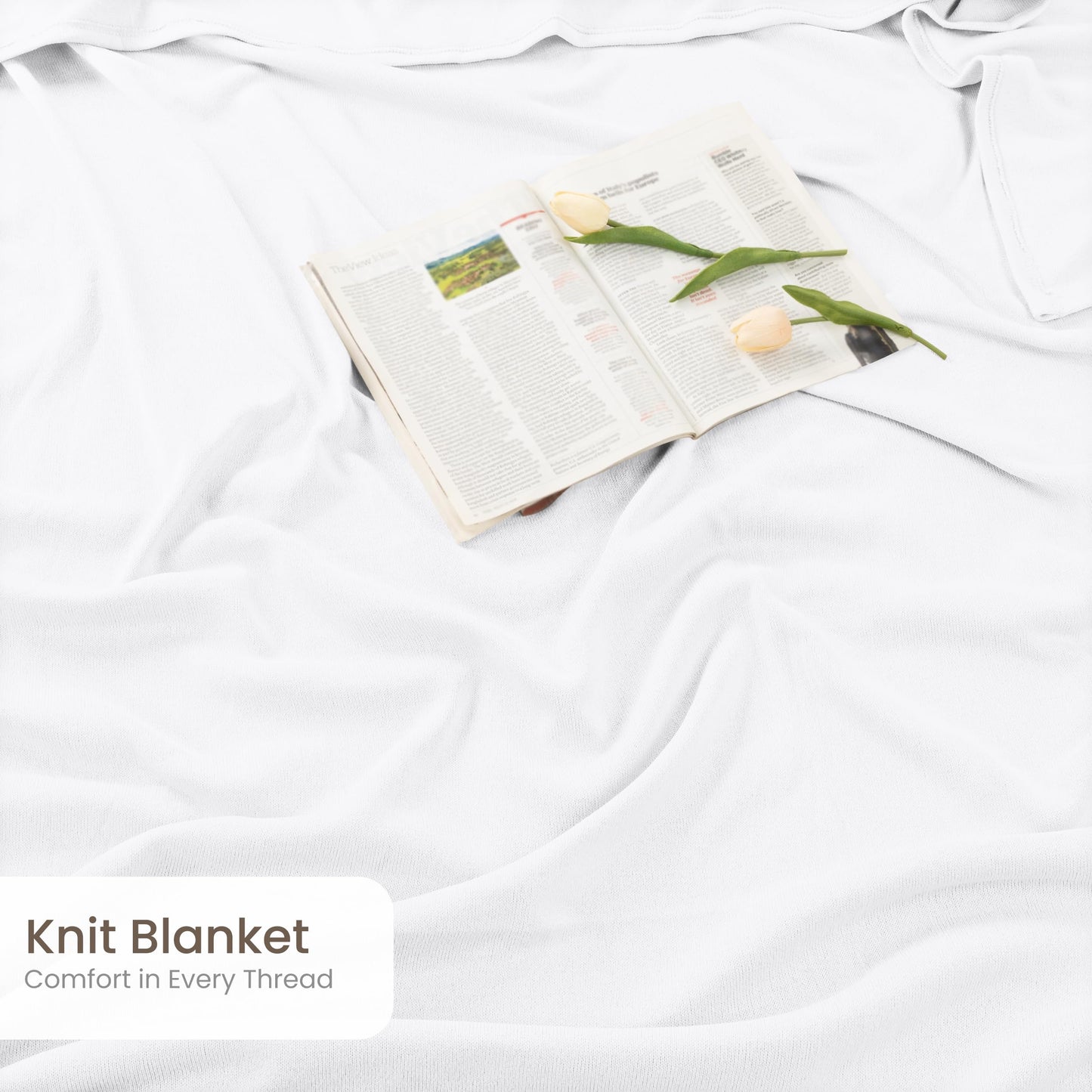 Utopia Bedding Knit Blanket Queen Size (90x90 Inches, White) Soft Lightweight Jersey Breathable Sweatshirt Blanket for Bed,Couch & Sofa