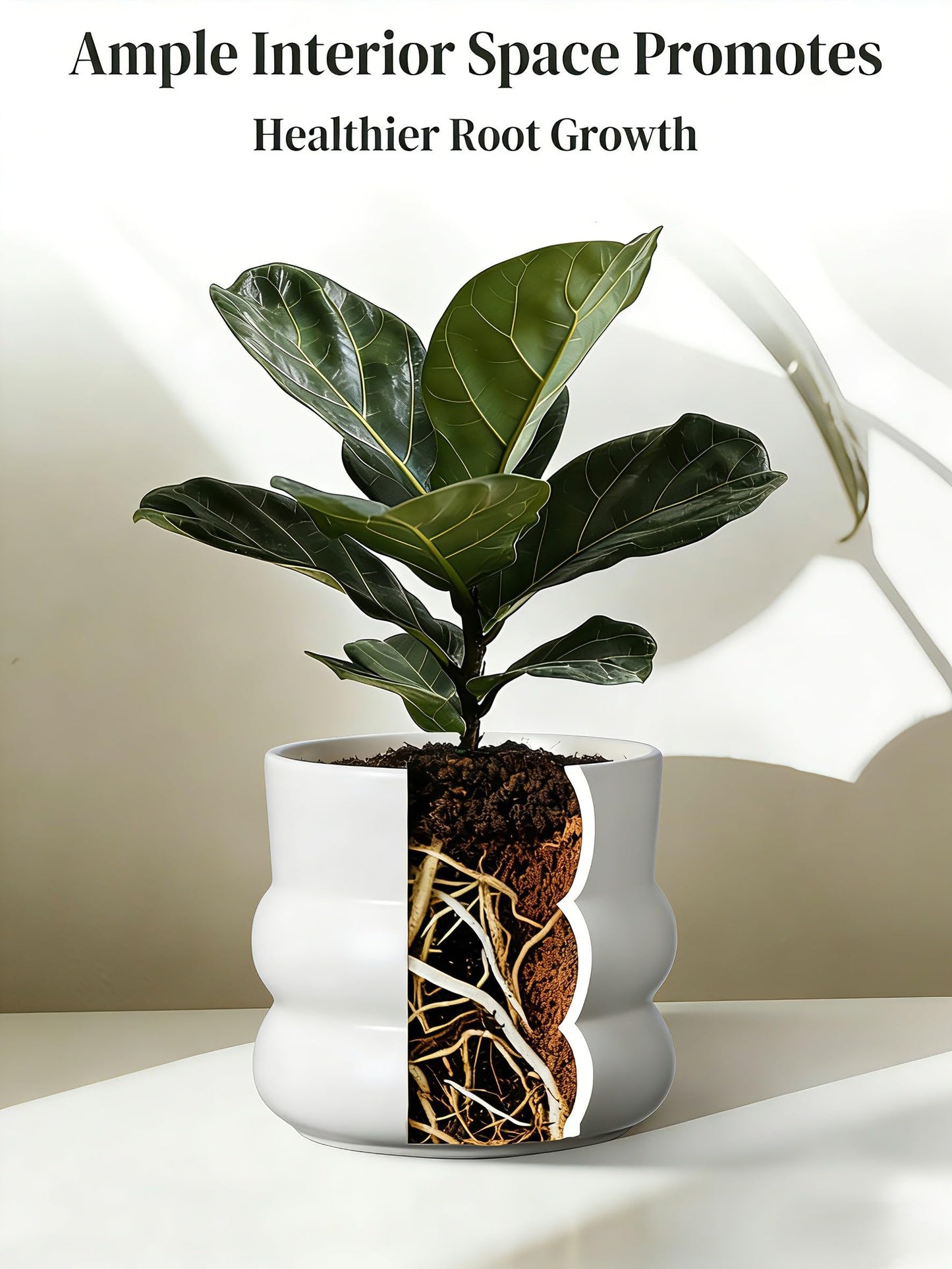 FUYHE Ceramic Plant Pot,6 Inch Planters for Indoor Plants,Ceramic Planter Flower Pots with Drainage Hole,Home Office Garden Décor,(Pale Beige)