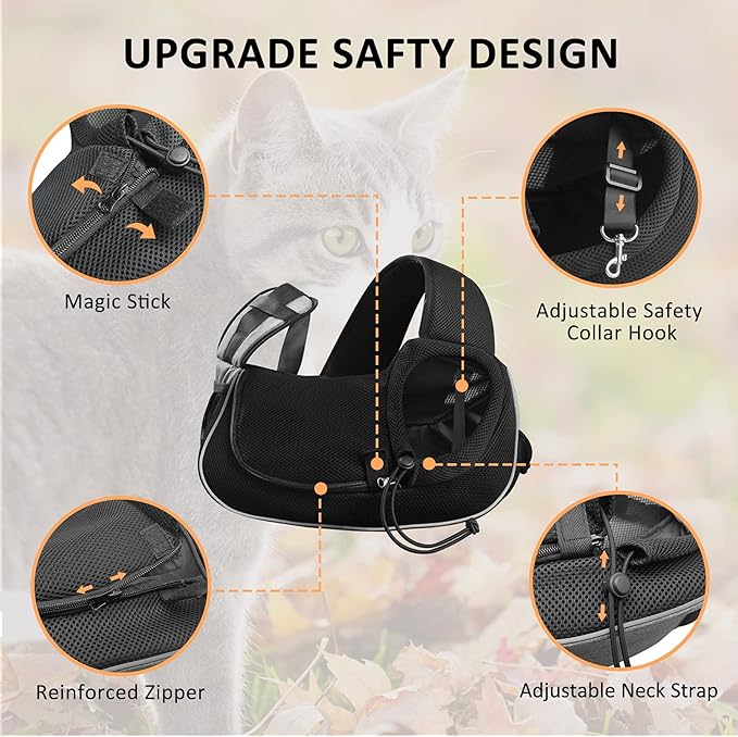 Dog Carrier for Small Dog Travel Pet Carrier Hands Free Pet Sling Puppy Cat Carrier Pets Crossbody Bag Up to 5 lbs Dog Accessories Breathable & More Pockets Grey