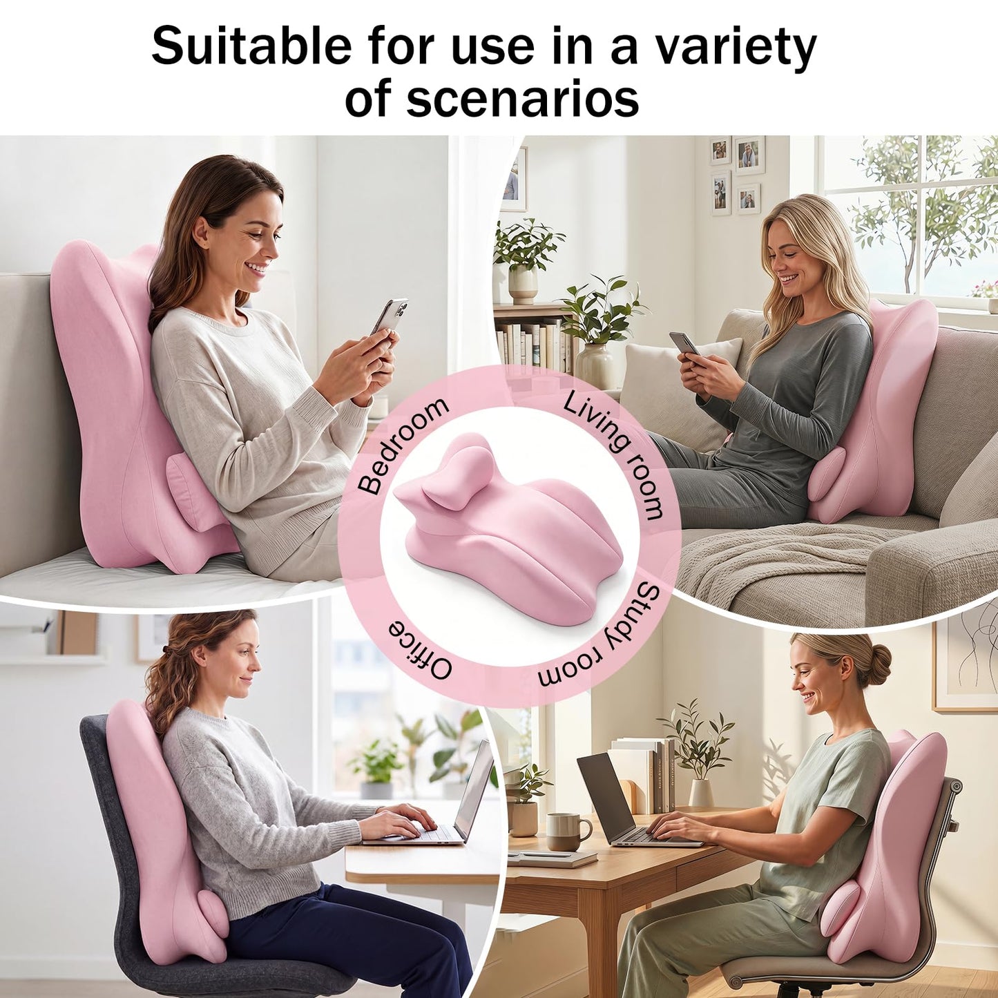 cjc Ergonomic Memory Foam Wedge Pillow Adjustable Reading Pillow for Sleeping Bed Support Prone Pillow for Back Pain with Neck Support,Multi-Position Support Pillow with Removable Cover (Pink)