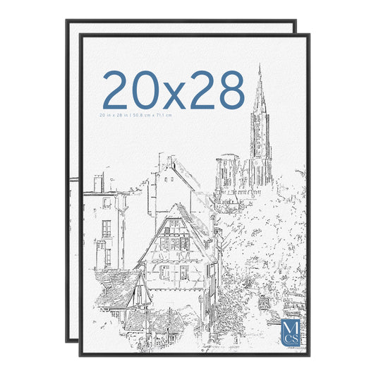 MCS Original Poster Frame 20x28 Black Lightweight Vertical & Horizontal Wall Hanging Large Picture Frame for Posters, Art Prints & Gallery Wall (2-Pack)