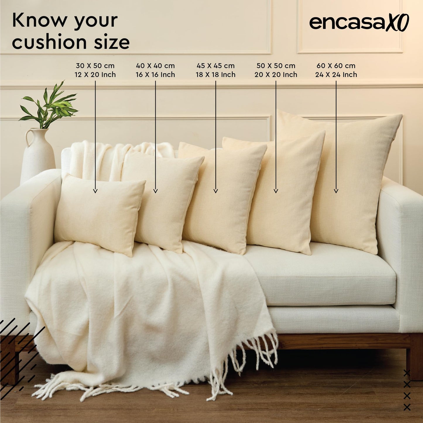 Encasa XO Thick Chenille Throw Pillow Covers Set of 2 | Mustard Gold - (24"x24") (60x60 cm) | Decorative Accent Square Throw Pillow Cases for Couch, Home Decor, Sofa