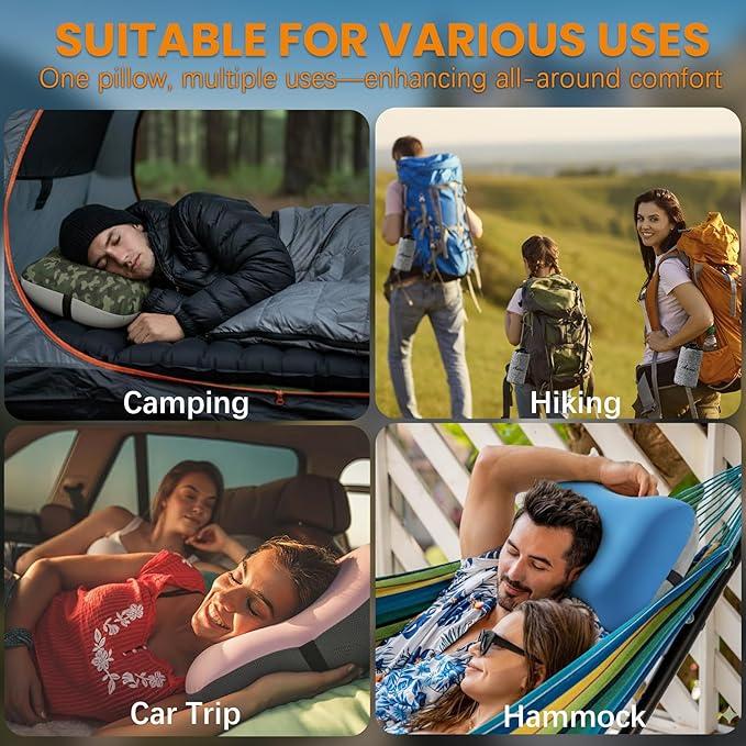 Inflatable Neck Pillow for Beach Travel Camping Picnic Small Ultralight Cruise Ship Essentials Summer Vacation Must Have Travel Accessories Trip Necessities Stuff Thing Need Gear Gift Supplies Gadget