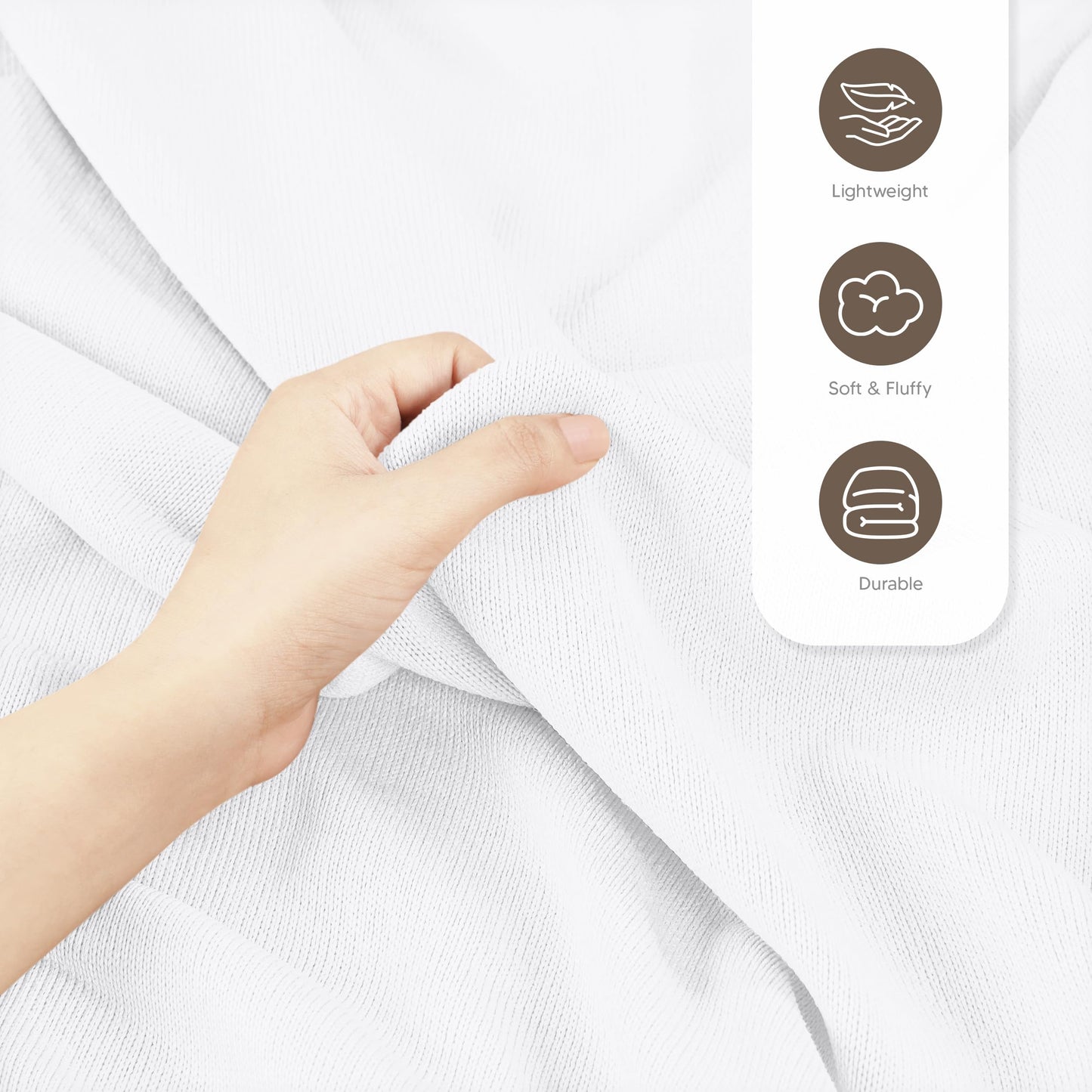 Utopia Bedding Knit Blanket Queen Size (90x90 Inches, White) Soft Lightweight Jersey Breathable Sweatshirt Blanket for Bed,Couch & Sofa