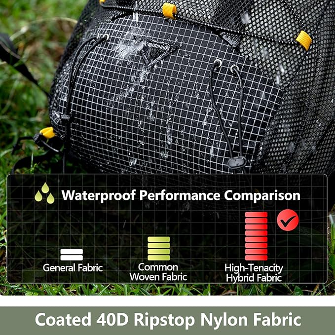 BISINNA Hiking Backpack 25+10L Lightweight Camping Backpack Daypack Ultralight 580g Backpacks for Travel Climbing Backpacking Outdoor for Adults