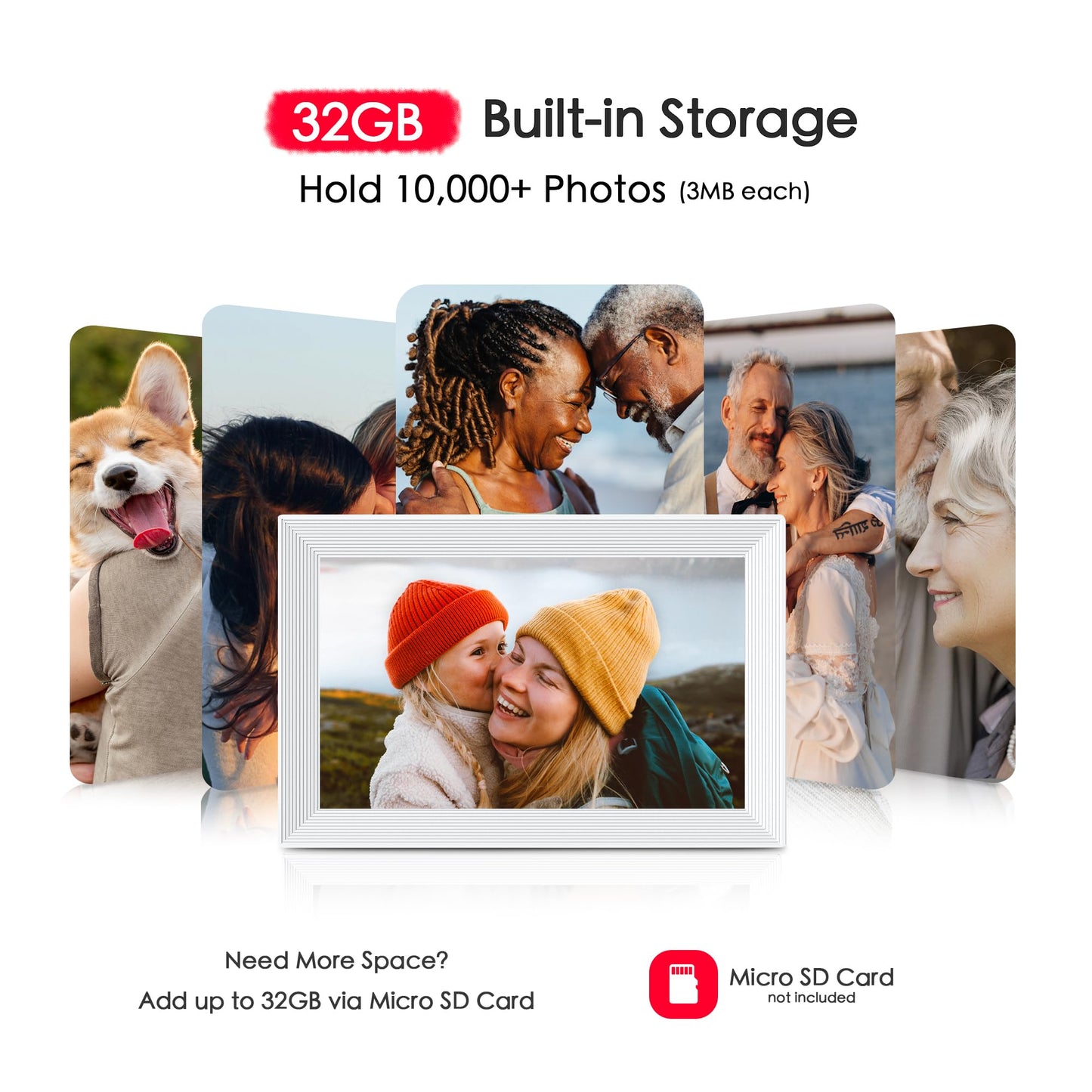 Frameo Digital Picture Frame, 10.1'' Frameo Digital Frame WiFi, 1280 * 800 IPS HD Touchscreen, 32GB Storage, Instant Share Pictures Video, Smart Photo Frame Electronic, Gifts for Mom, House Warming