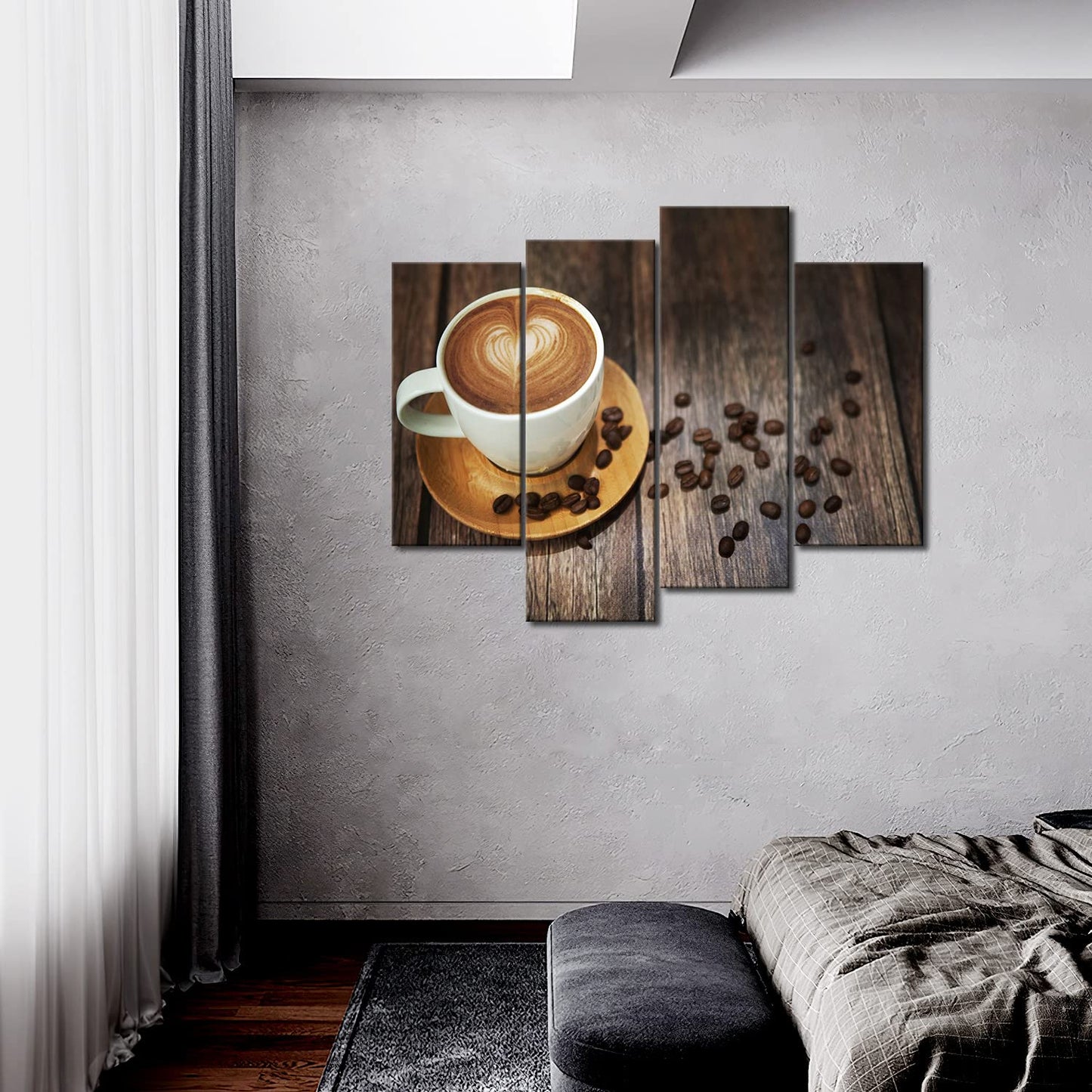 Brown Coffee Wall Art for Bar - Coffee Theme Picture Print On Canvas for Kitchen, Living Room Home Decor