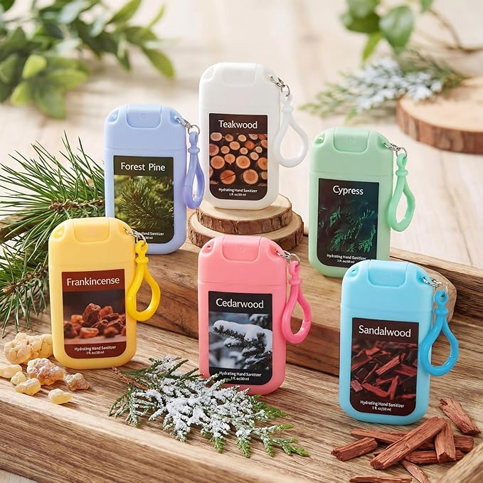 6 Pack Hydrating Hand Sanitizer Spray with Keychain Travel Size Scented Hand Sanitizer Spray Portable Pocket for Purse Backpack Outdoor Travel Adults Office Staff Teacher Nurse