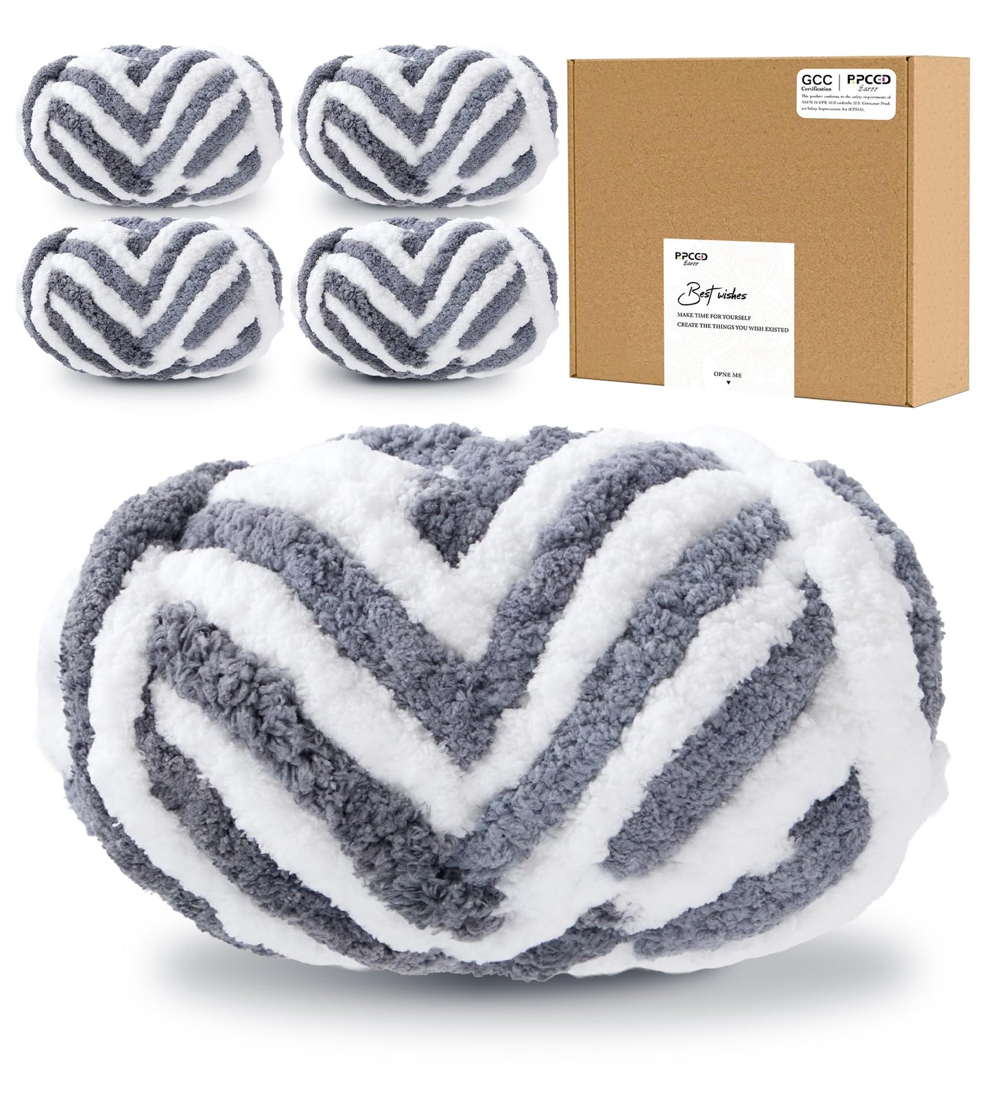 Bulky Chunky Yarn for Hand Knitting Blanket – #10 Jumbo Knitting Yarn, 1 Inch Thick Chenille Jumbo Yarn, No Knots Soft Machine Washable, Super Bulky Yarn 4 Pack for Crochet, Arm Knitting & Crafts