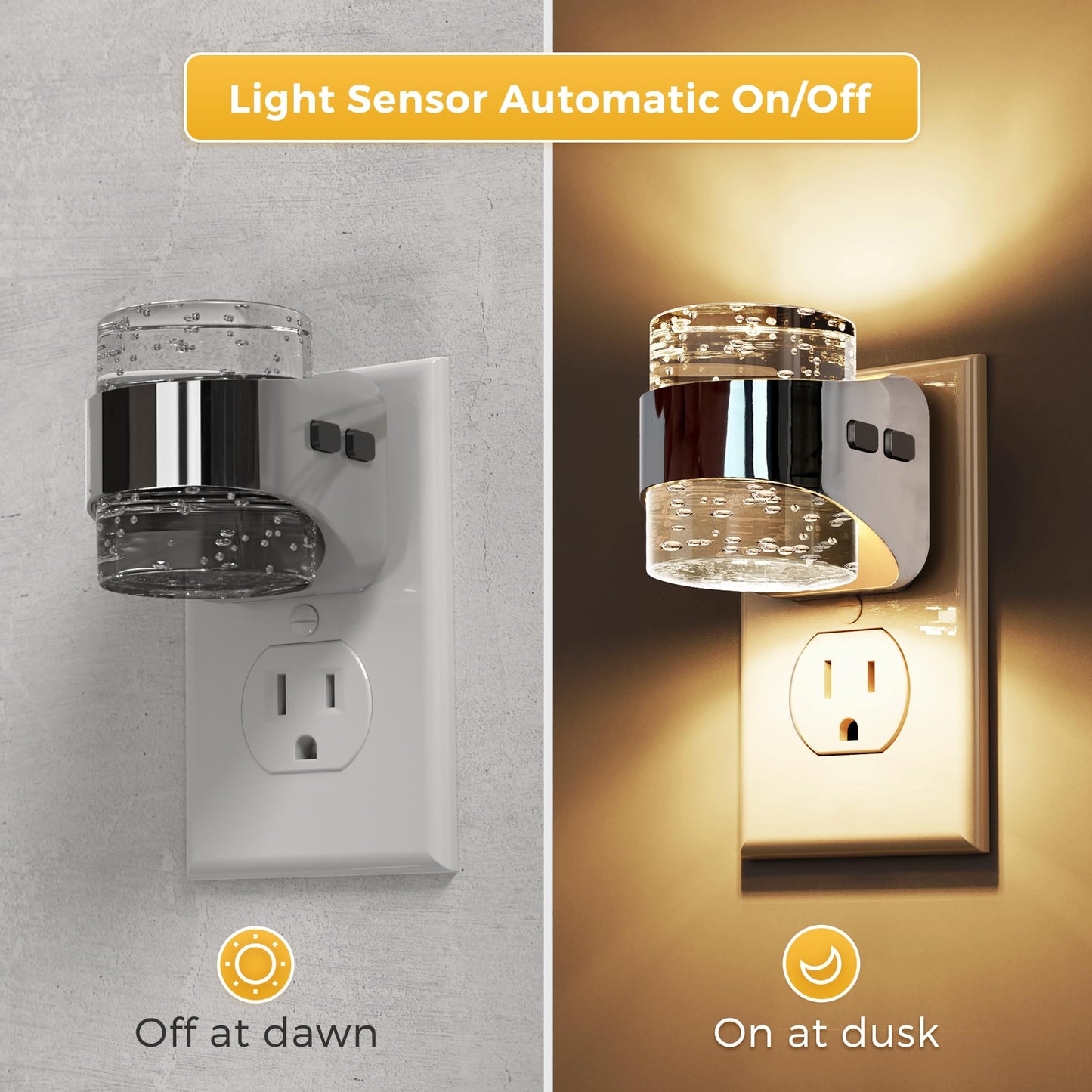 L LOHAS LED Night Lights Plug into wall, 2 Pack Soft Light Night Light with Adjustable Brightness, Plug in Night Light with Auto Light Sensor