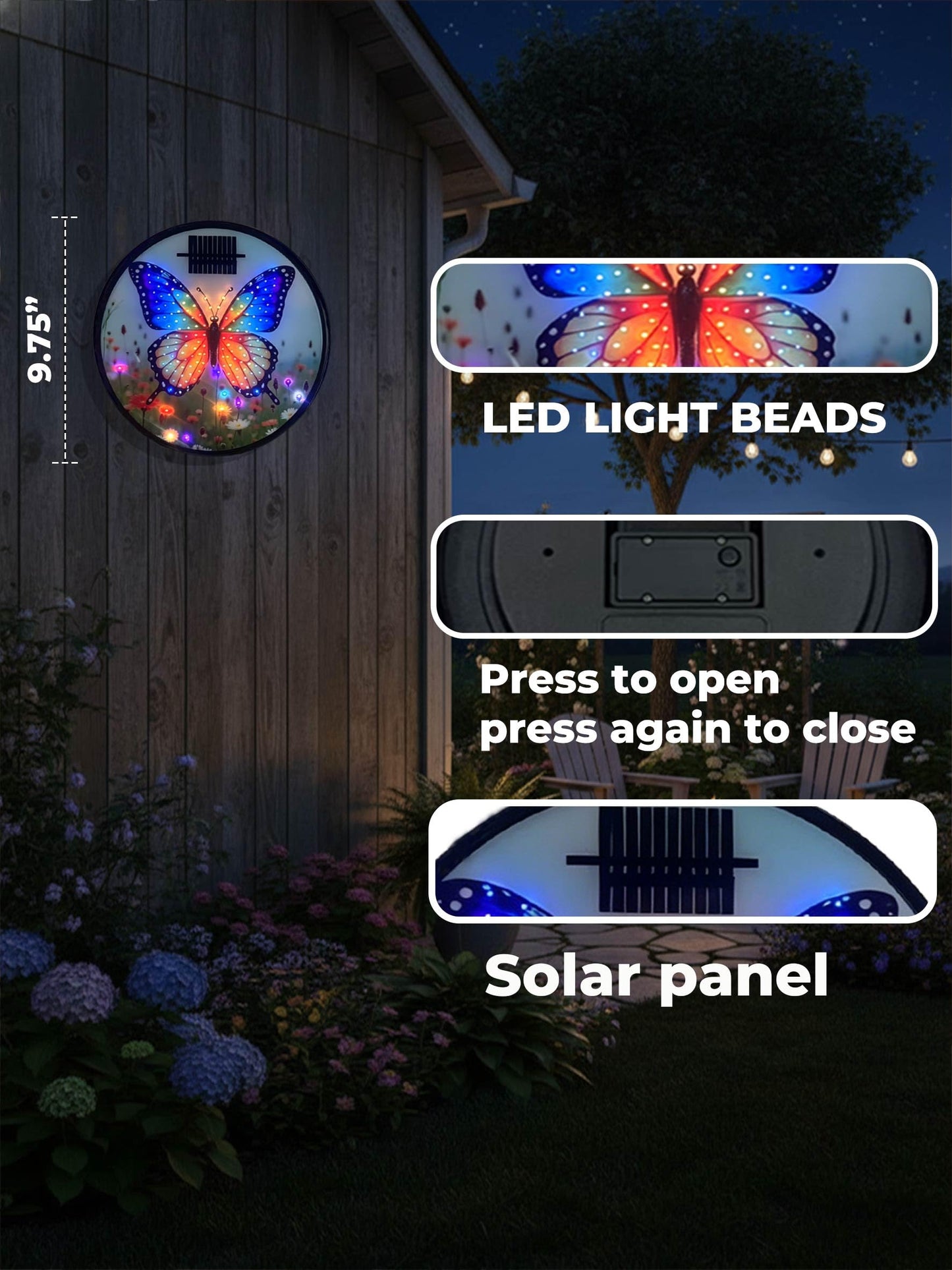 CBAXEAXMM Solar Butterfly Wall Decor (Colorful)