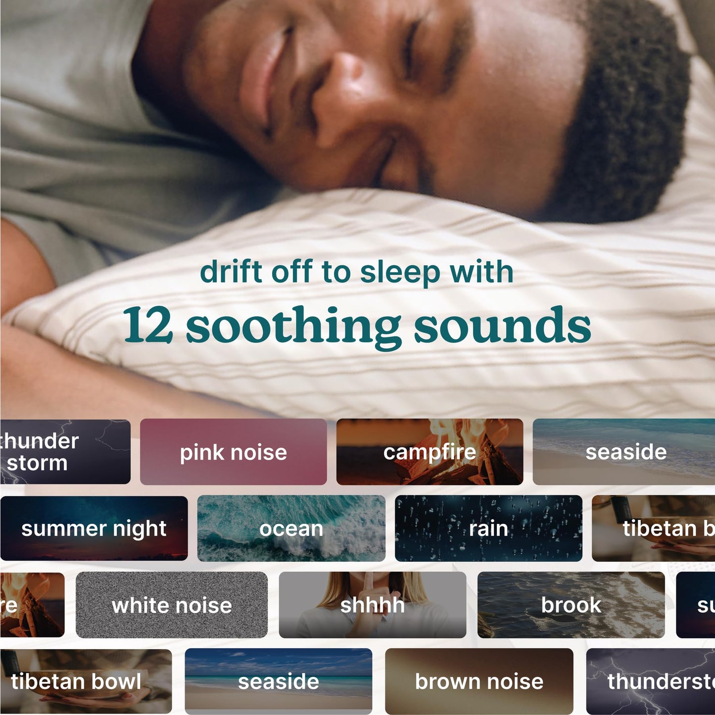 Homedics Sleep Better Portable Sound Machine, Night Light,12 Soothing Sounds Including White Noise, Rain, and Thunderstorm, Ultra-Portable Design, Auto-Off Timer, Ideal for Travel & Baby Sleep, Cream