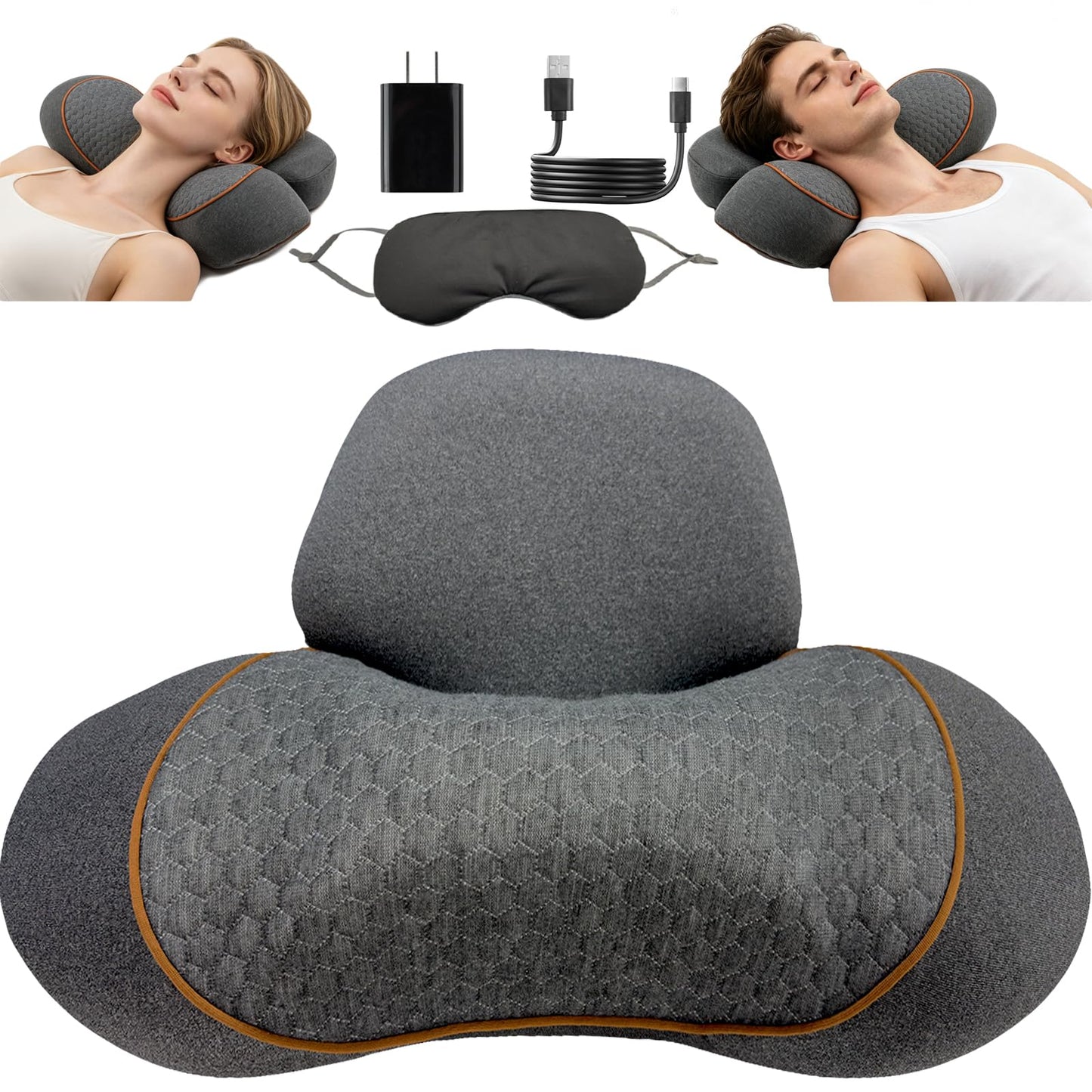 Moozerka 3 in 1 Cervical Neck Pillow Massage,Ergonomic Memory Foam Neck Cervical Traction Device,Portable Deep Tissue Relief Gift for Men and Women
