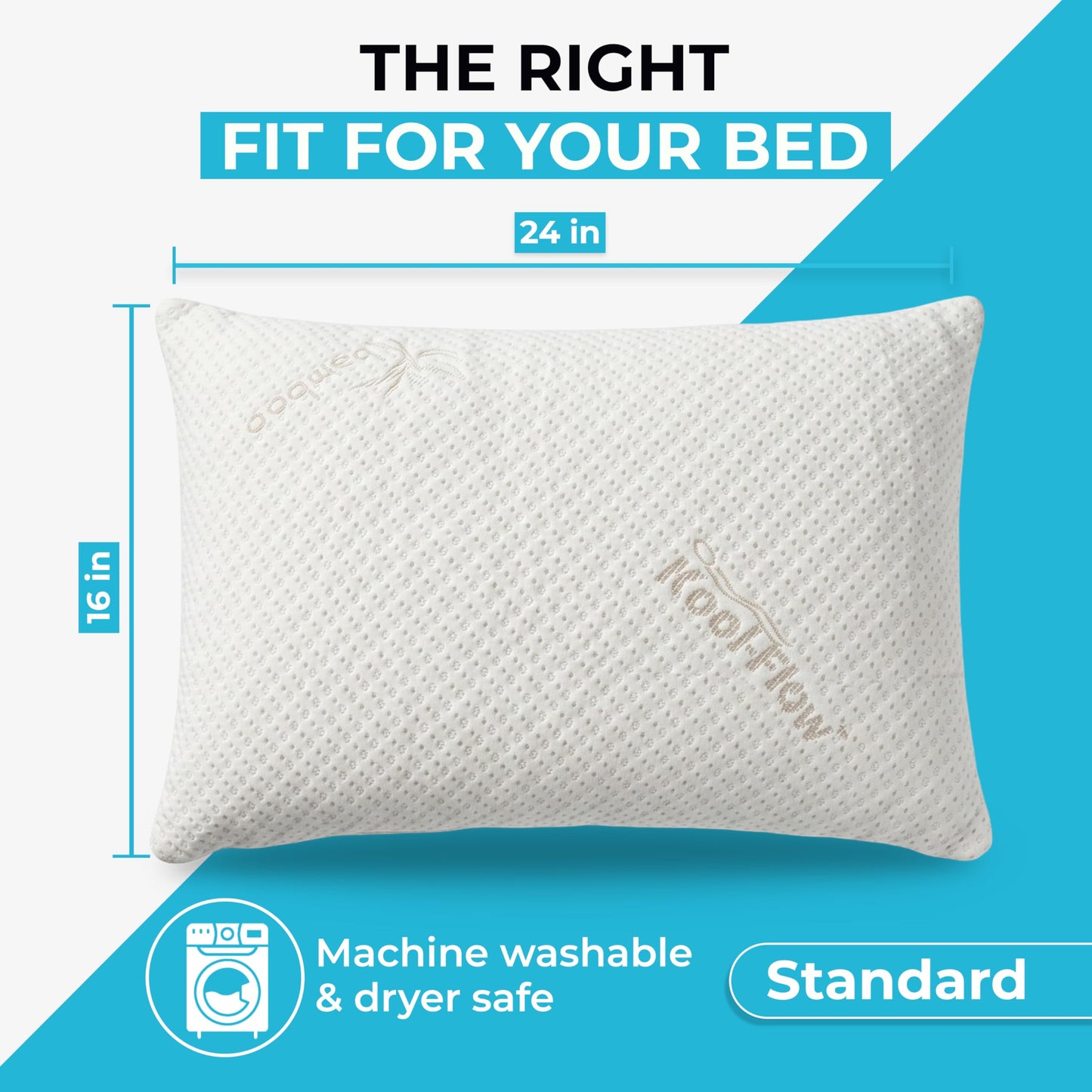 Xtreme Comforts Memory Foam Pillows | GREENGUARD Certified Shredded Foam Fill for Personalized Support | Slim Cooling Pillow for Sleeping on Side, Back & Stomach | 2 Pillows Standard Size