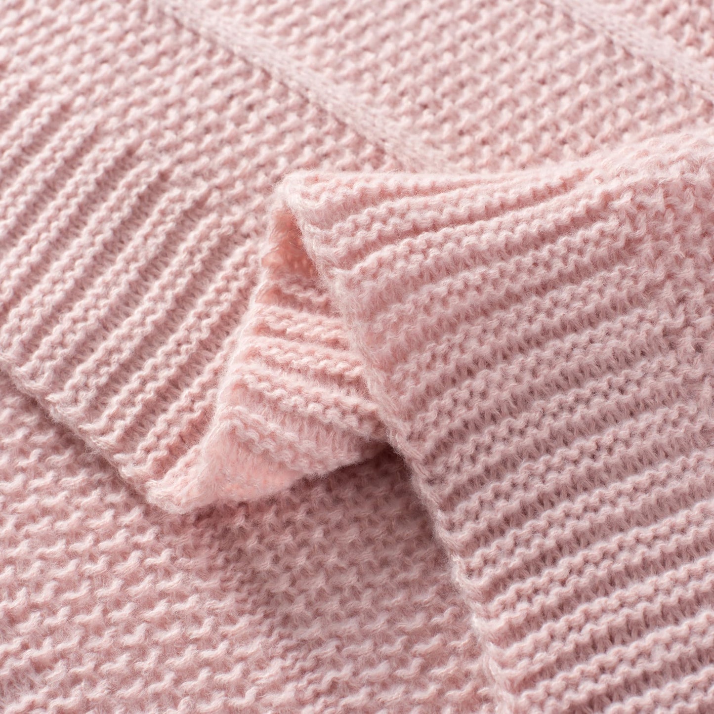 Carriediosa Knit Throw Blanket for Couch 50" X 60", Soft Cozy Stripe Pattern Cable Knitted Throws Fall Fluffy Textured Solid Home Decor Blankets Couch Cover for Bed Sofa, Dusty Pink