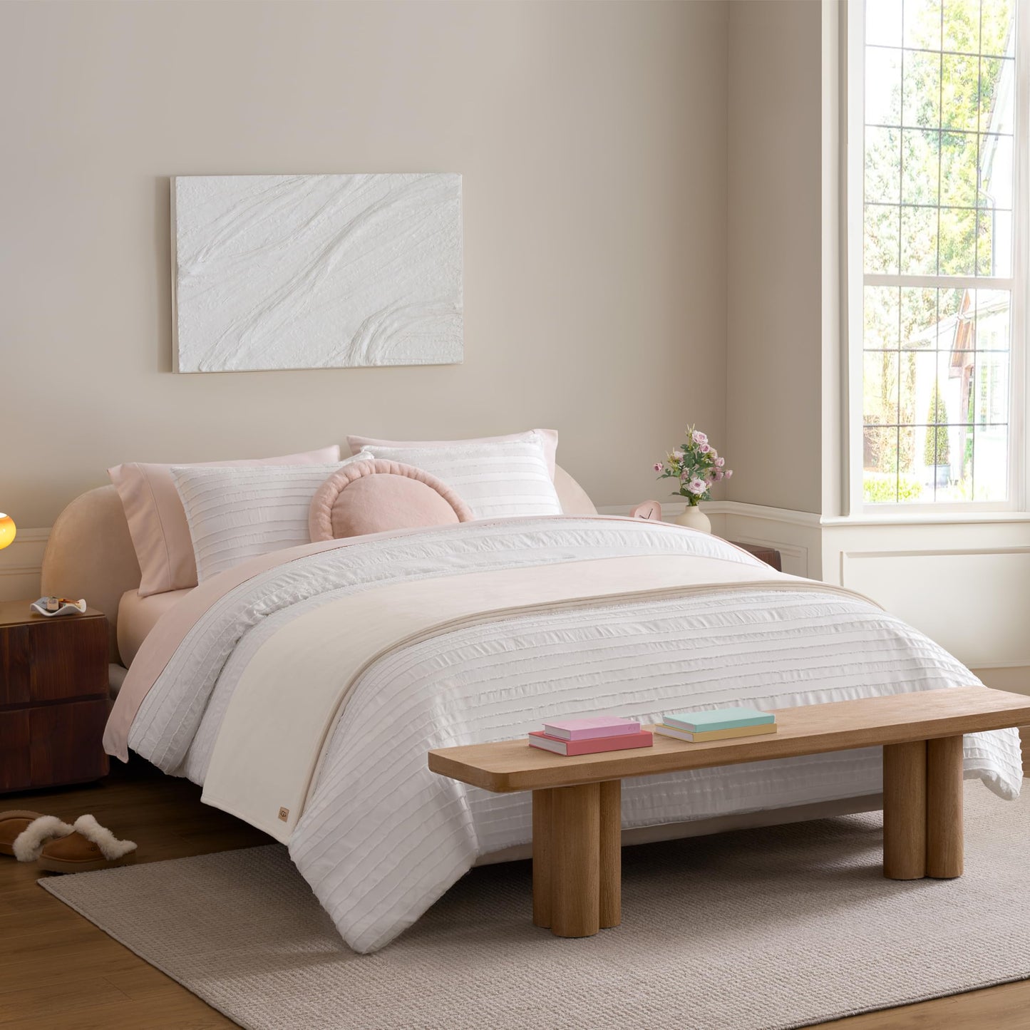 UGG Coco Queen Fleece Blanket for Bed – Luxury Room Decor, Plush & Warm Queen Blanket for Bed, Gifts for Teens and Women, 90" x 92", Off-White Snow