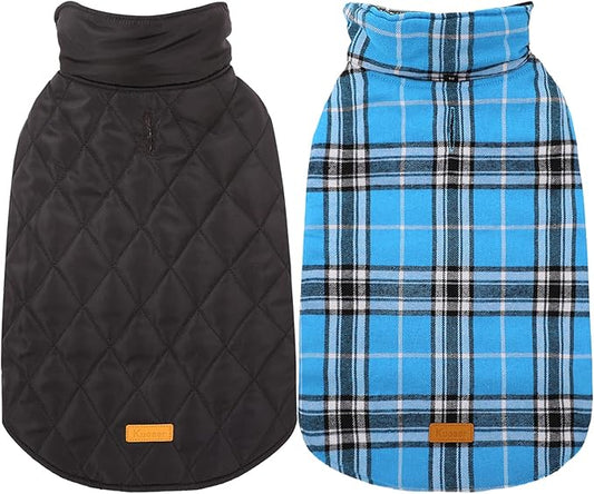 Kuoser Warm Dog Coat, Waterproof Dog Jacket for Extra Large Dogs, Adjustable Durable XXL Doggie Winter Coat Reversible Puppy Cold Weather Apparel from Small to Large Breed, Blue XXL