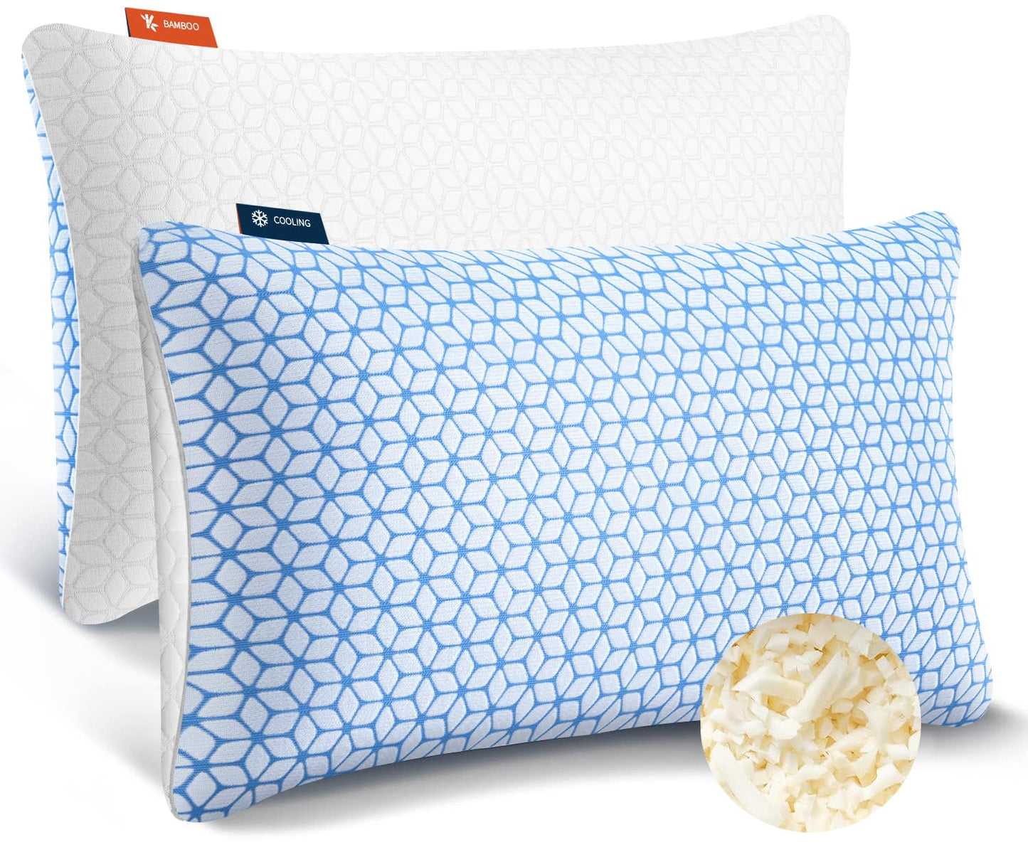 Love Attitude Shredded Memory Foam Pillows King Size Set of 2, Cooling Pillow Firm and Soft Adjustable for Side Back Stomach Sleepers