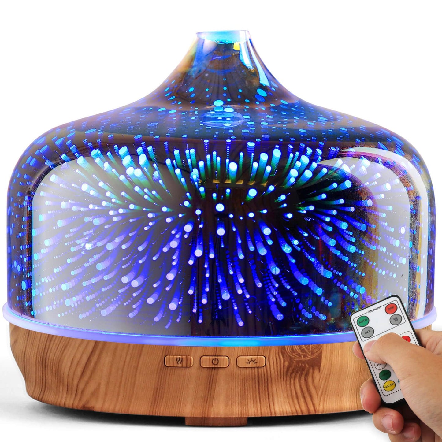 Porseme 500ml Glass Essential Oil Diffuser Aromatherapy Ultrasonic Cool Mist Humidifier 15-21 Running Hours Diffusers with Remote Control for Sleeping Yoga Working Spa(Silver