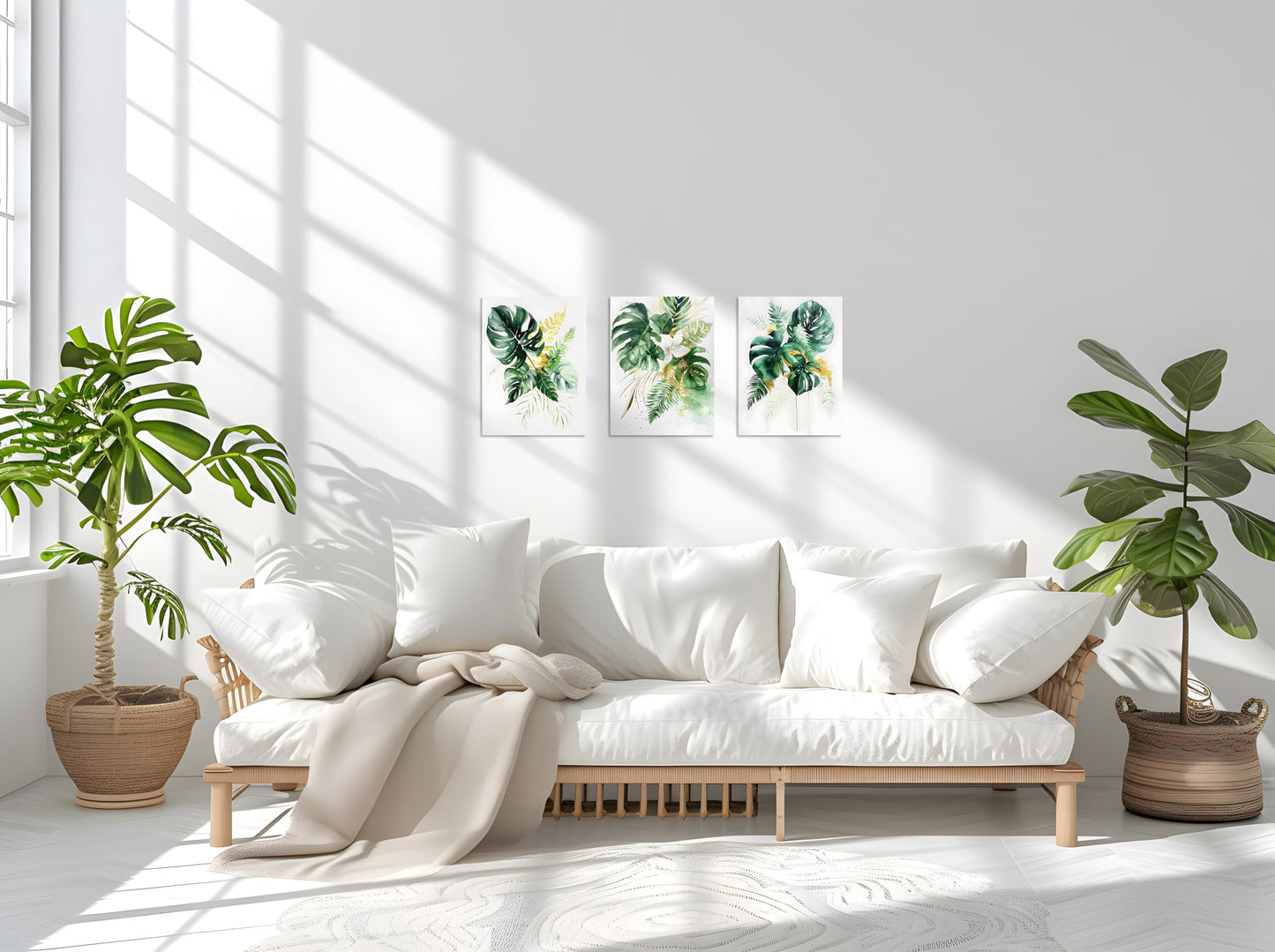 TutuBeer 3 Panels Botanical Wall Art Botanical Pictures Gold Modern Wall Decor with Green Plant Pictures Wall Art Botanical Plant Pictures Wall Art for Bedroom Bathroom Home Wall Decor 12x16 Inch