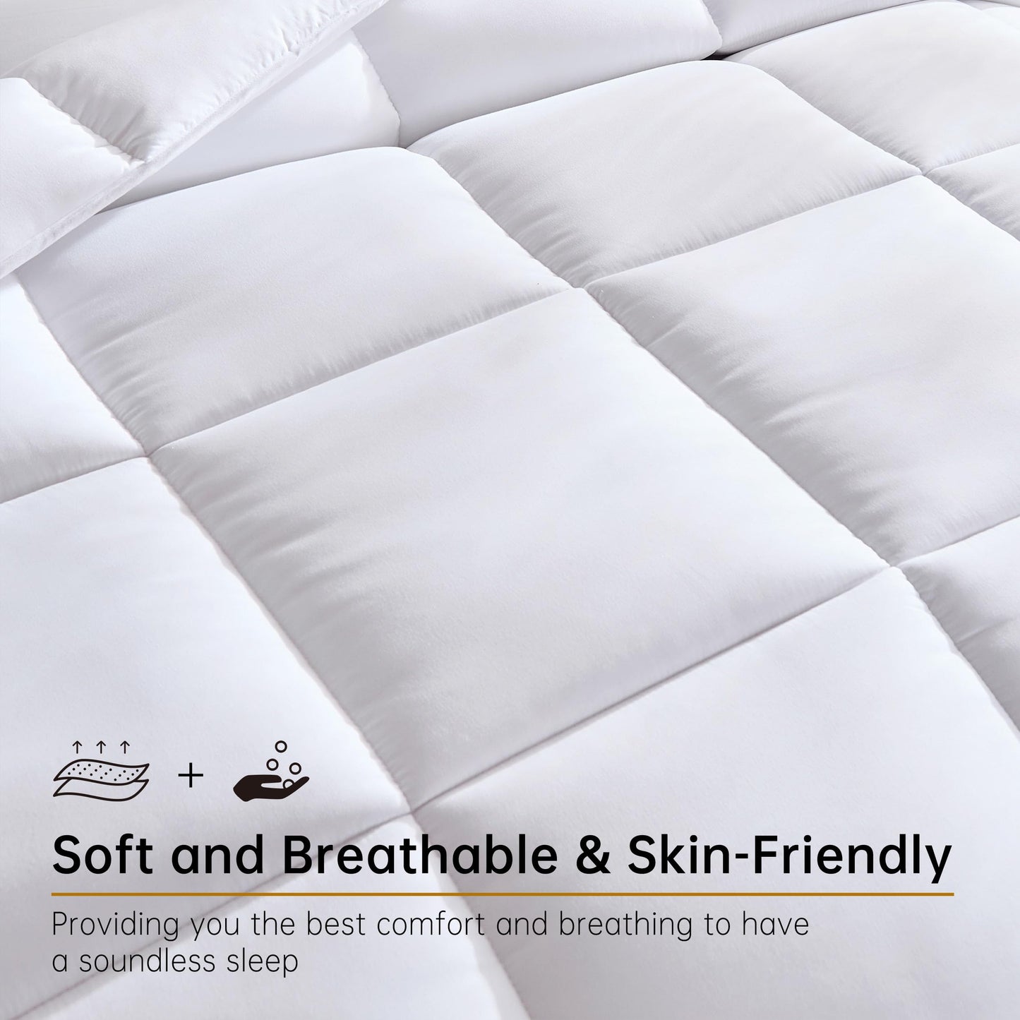 ABOUTABED Twin Comforter Duvet Insert White, All Season Down Alternative Comforter, Ultra Soft Quilted Bedding Comforter with 8 Corner Tabs, Machine Washable