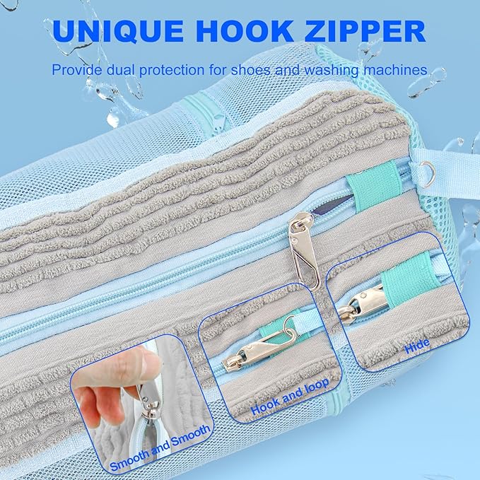 Shoe Washing Bags for Washing Machine – Durable Shoe Washing Machine Bags for All Shoe Types Sizes (Large Grey 2PCS）