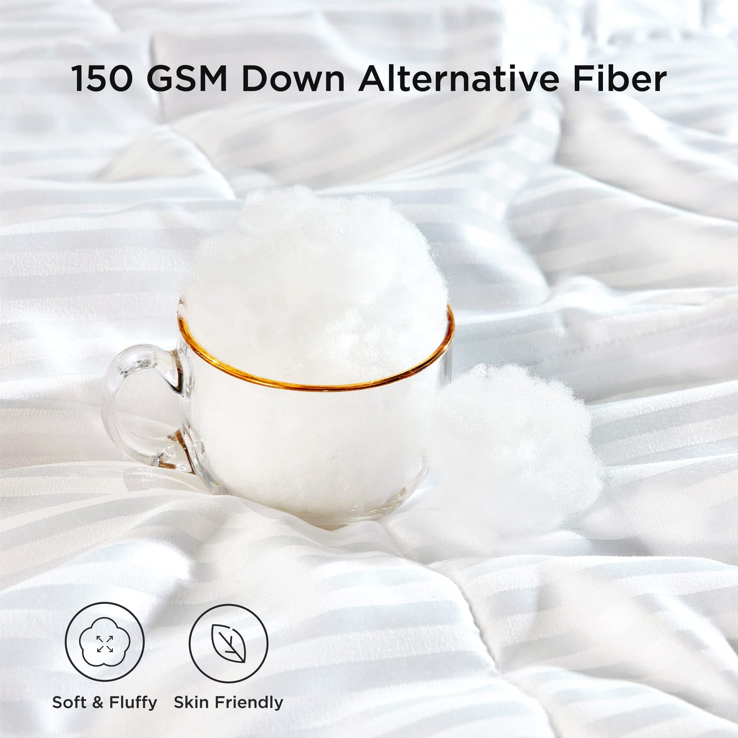 Bedsure Duvet Insert King Size - Lightweight Comforter, Quilted Cooling Duvet Insert, Down Alternative Summer Comforter with 8 Tabs, Ultra Soft Blanket, Striped, King, White, 90x102 inches