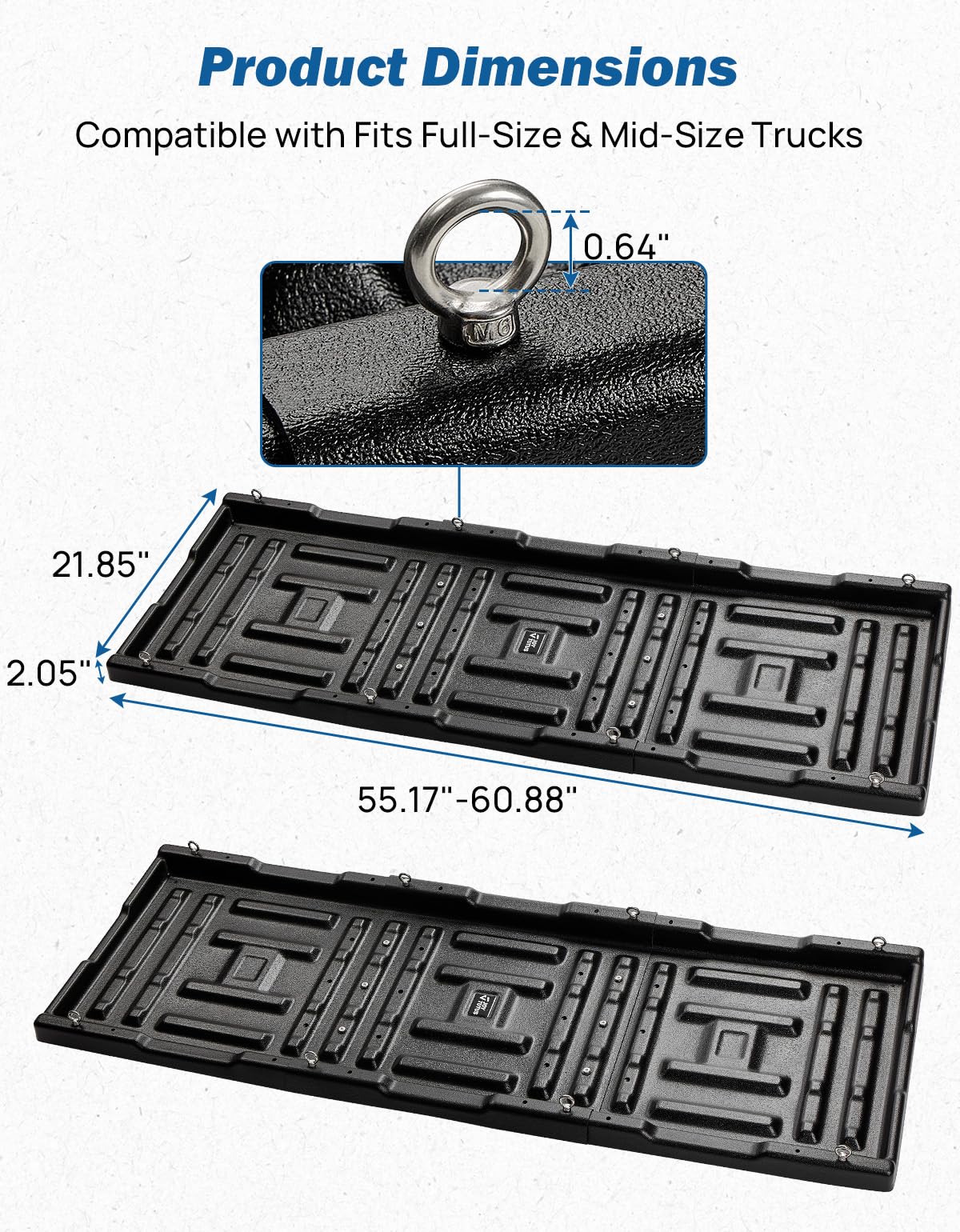 JOYTUTUS Adjustable Slide-Out Truck Bed Cargo Tray Compatible with Ford Silverado Ram GMC Sierra Gladiator Toyota Tacoma, HDPE Heavy-Duty Cargo Storage Tray, 350 LBS Load Capacity