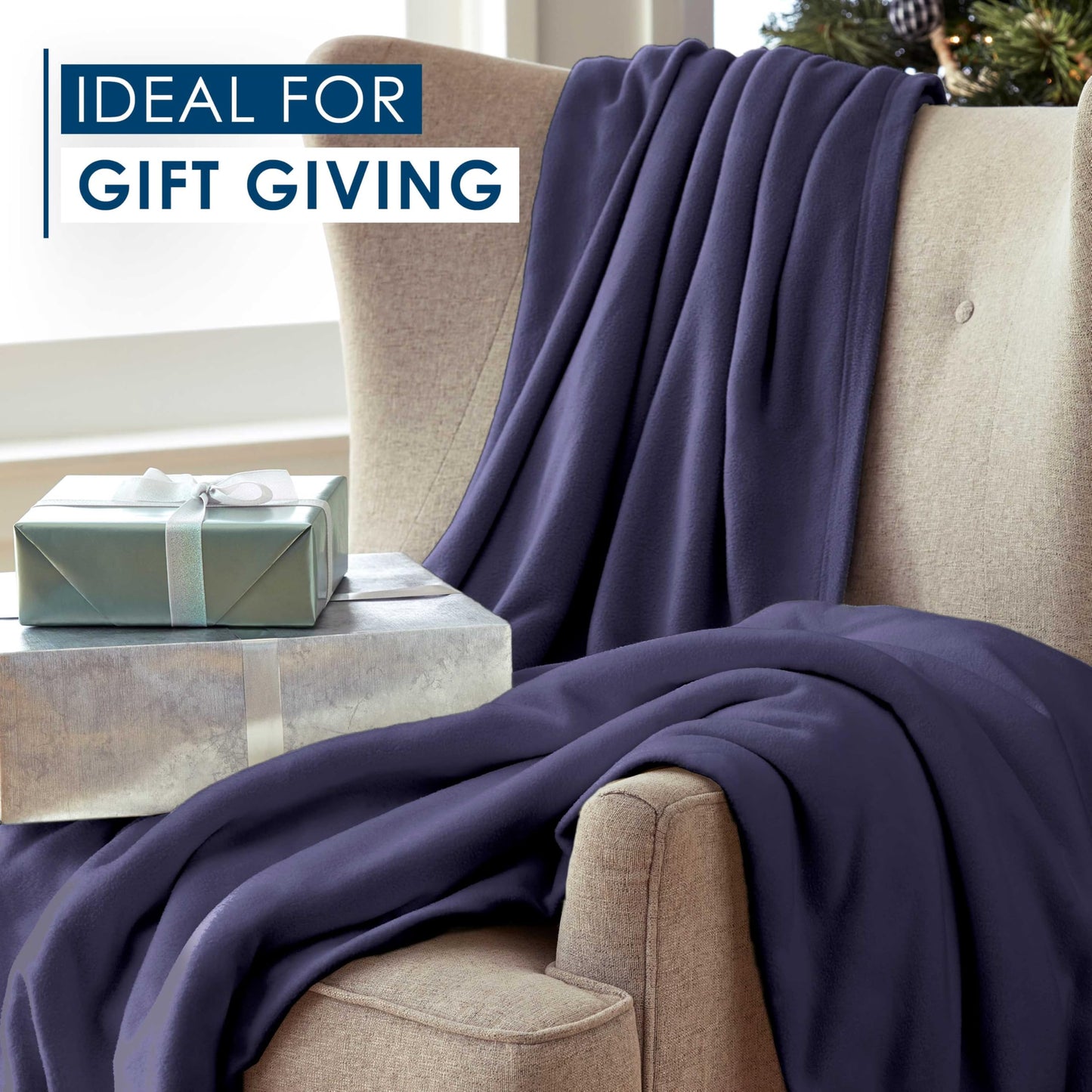 Twin Size Fleece Bed Blanket | Comfy Supersoft Fleece Blanket – All-Season Light Weight Throw Blanket | Luxuriously Soft | Throw Blanket for Couch and Sofa | Machine Wash | Navy