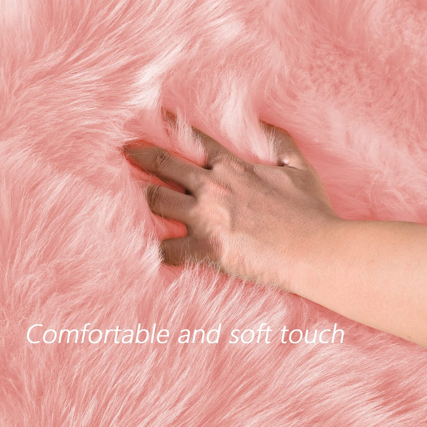 Latepis 3x4 Area Rug, Faux Fur Sheepskin Rug for Living Room, Fuzzy Rugs for Teen Girls Bedroom, Luxury Room Decor, Fluffy Pink Rug, Rectangle