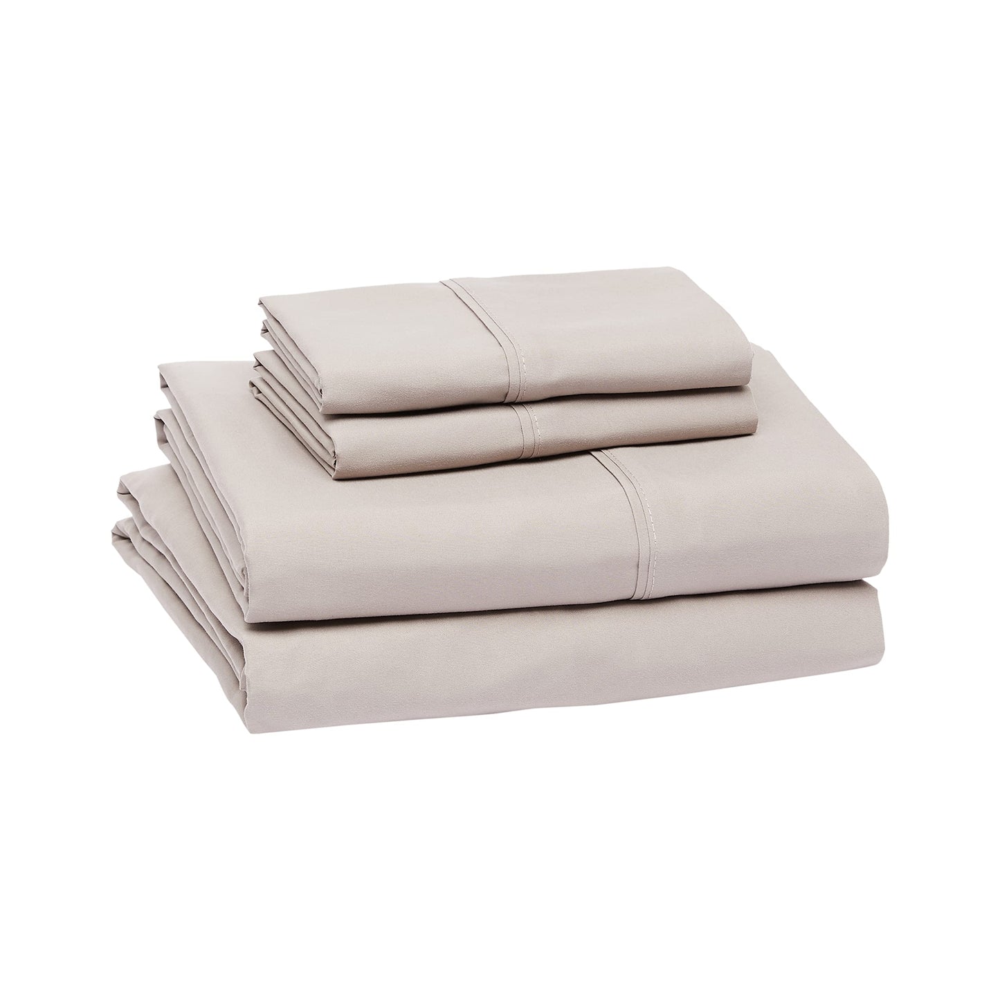 Amazon Basics Lightweight Super Soft Cooling, Breathable Wrinkle Resistant Brushed Microfiber 4-Piece Sheet Set with 14-Inch Deep Pockets, Queen, Taupe, Solid