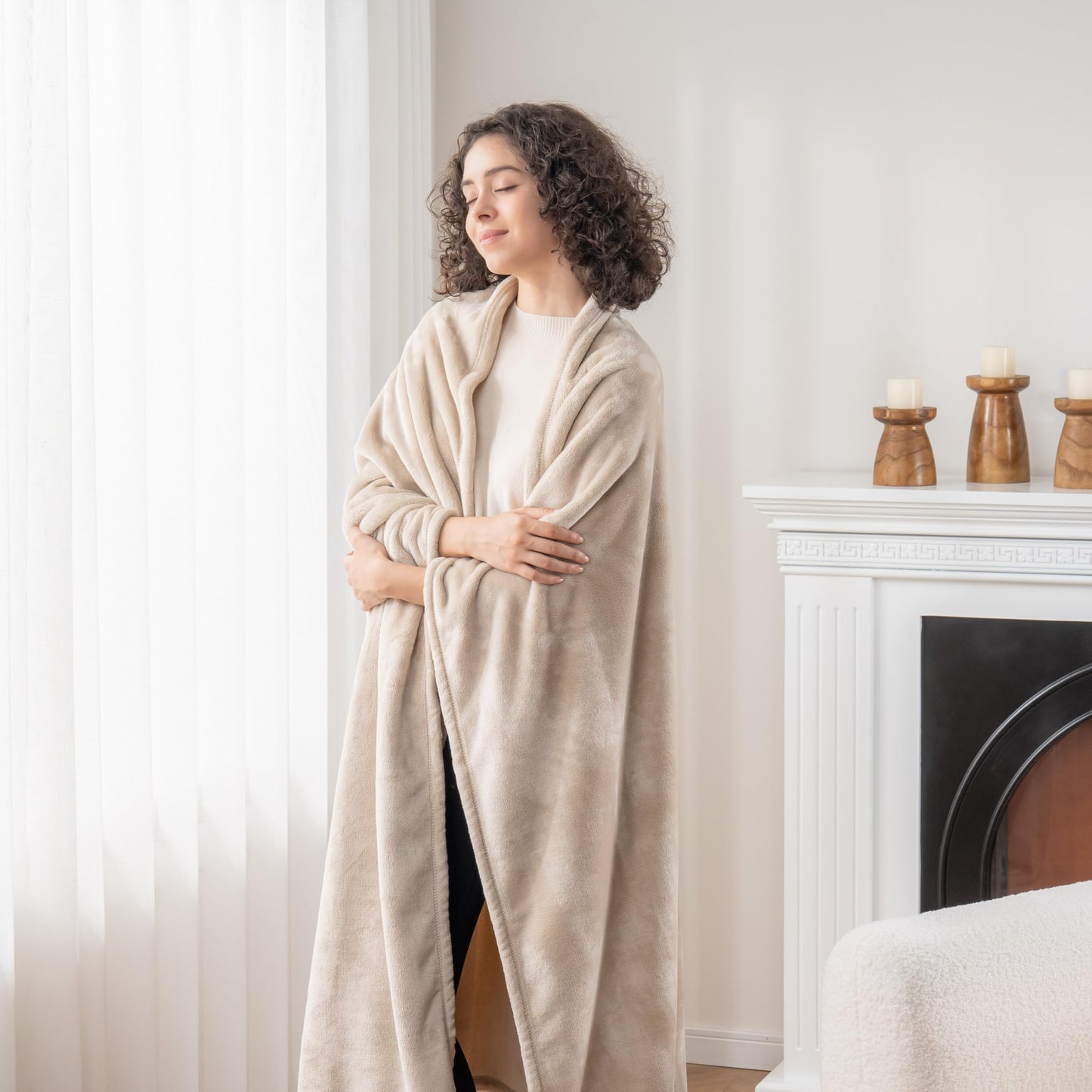 Berkshire Blanket Classic VelvetLoft® Solid Bed Blanket, Twin Size Bed Blanket, Lightweight Soft Fuzzy Plush Blanket for Bed and Couch, Grain, 60x92 Inches
