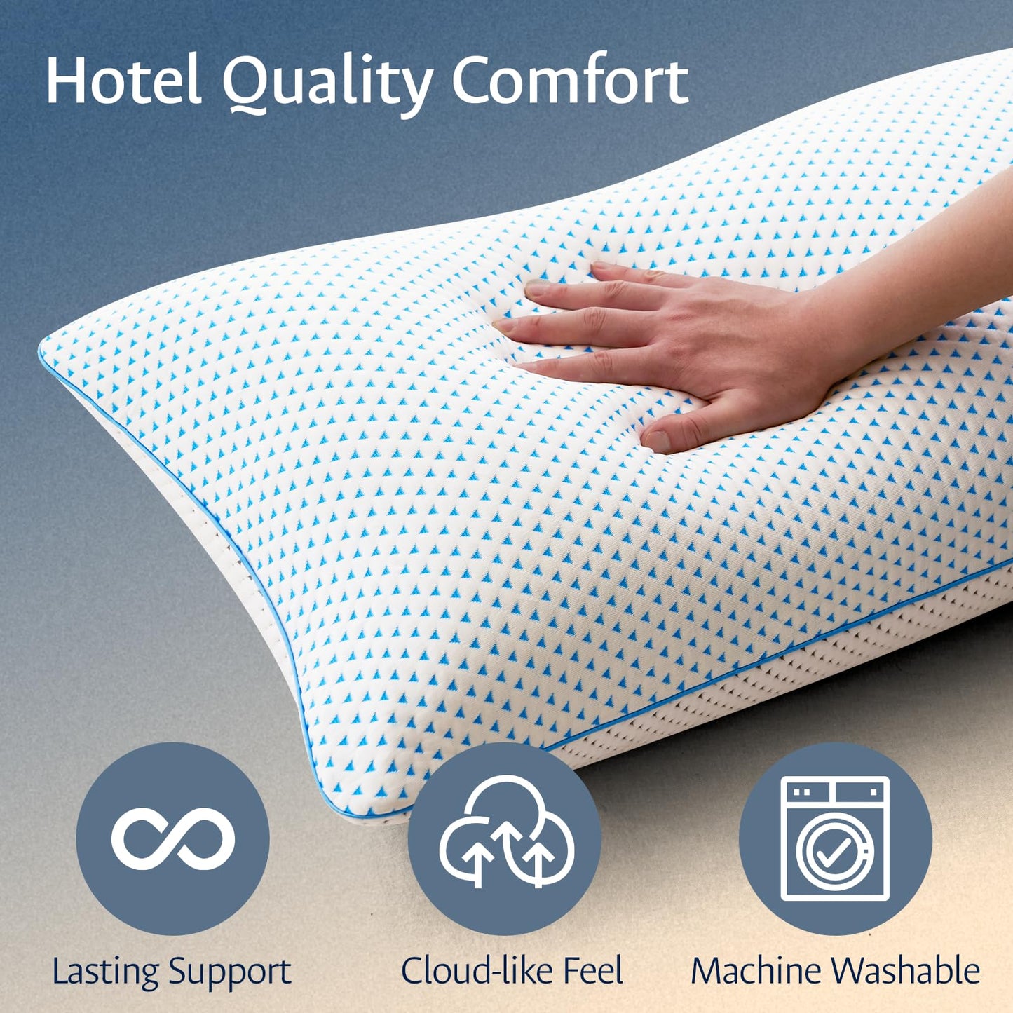 Cooling Gel Memory Foam Pillows Queen Size Set of 2 for Sleeping, Breathable Adjustable Firm Shredded Foam Cool Bed Pillows 2 Pack for Side, Back, Stomach, Hot Sleepers Soft Yet Support, CertiPUR-US
