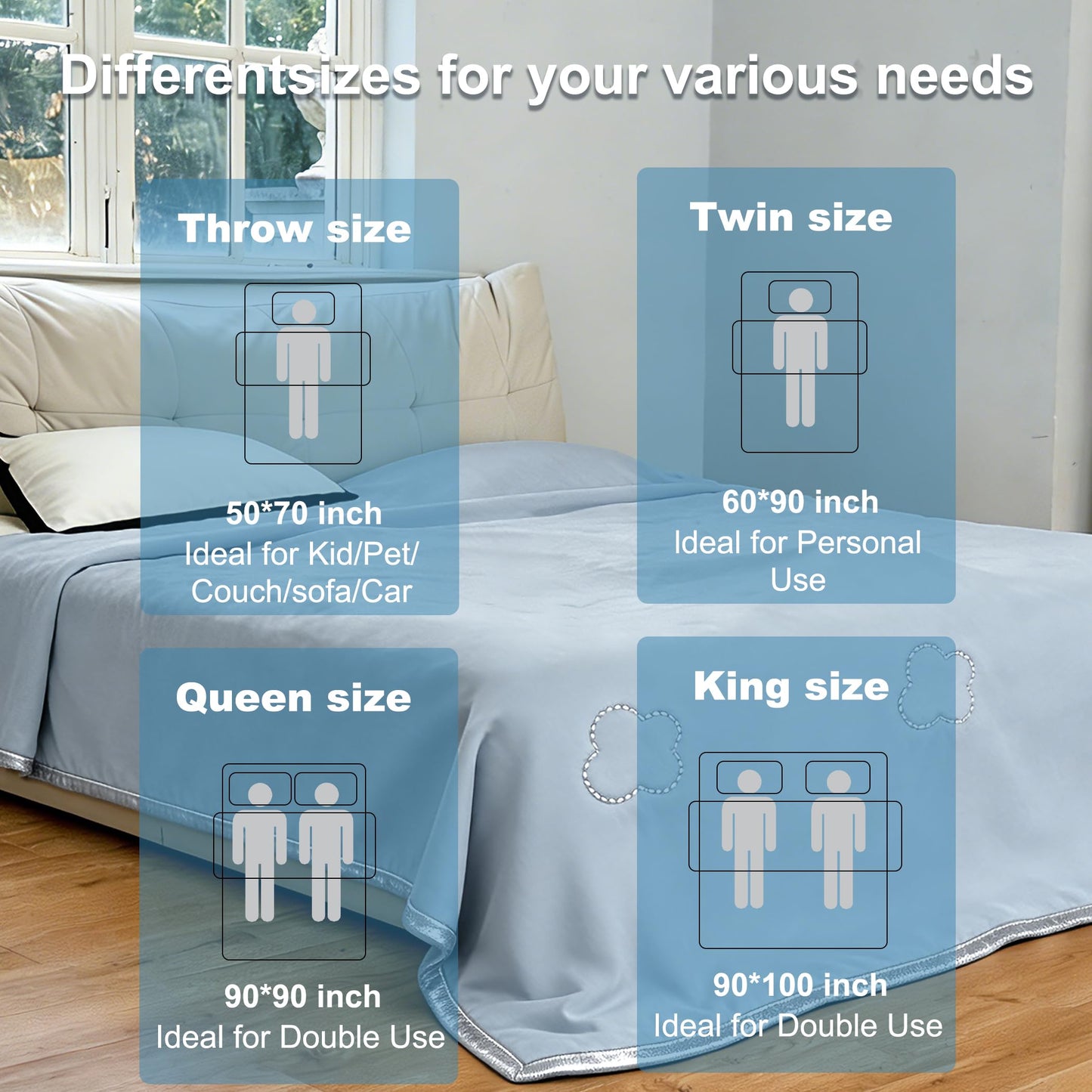 Lightweight Summer Blanket for Hot Sleepers, Throw(50" x 70") Double-Sided Keep Body Cool,Silky Soft Fabric, Highly Breathable Thin Blanket for Warm Nights & Daily Use