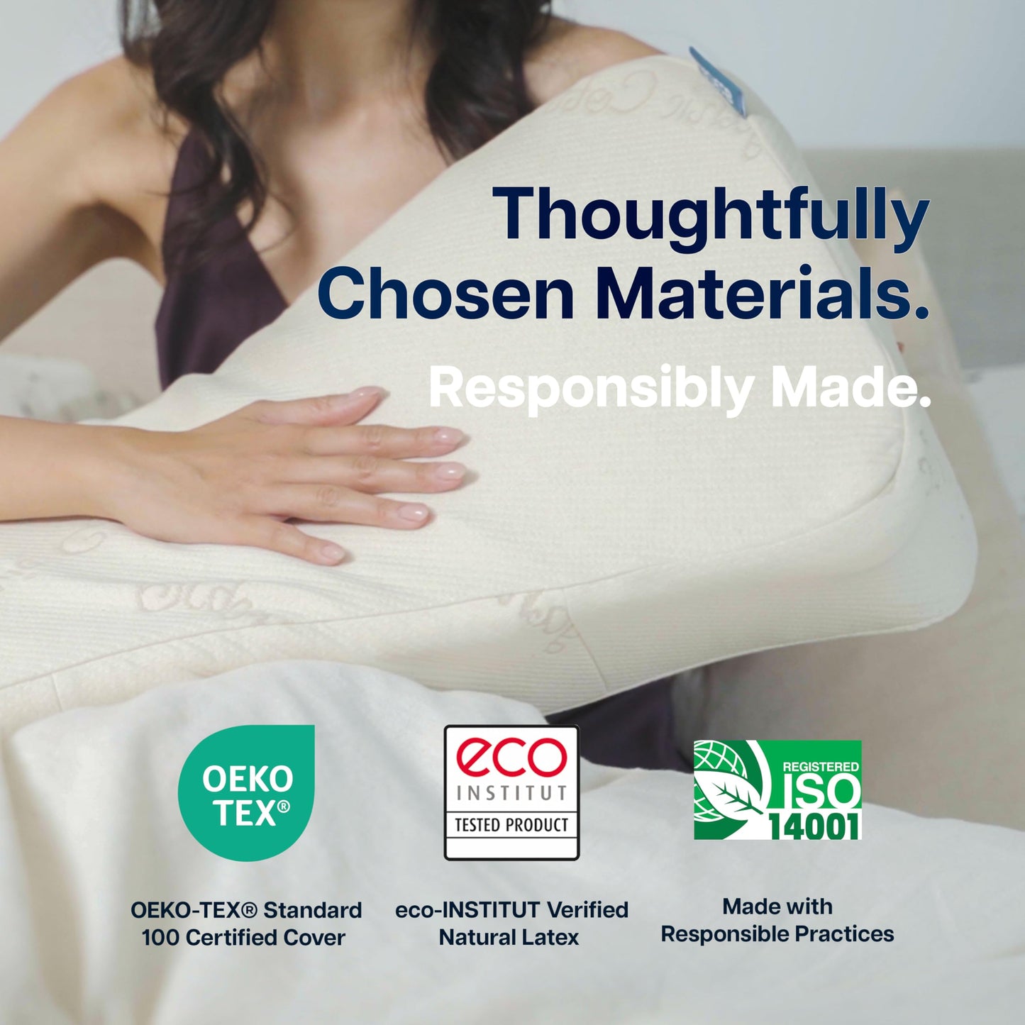 WelnezB Cervical Pillow, Side Sleeper Pillow with 5" Loft & Shoulder Curve - 100% Natural Latex, Dual-Zone Adjustable Neck & Head Support, Flat-Top & Bottom-Up Design for Side, Back & Combo Sleepers