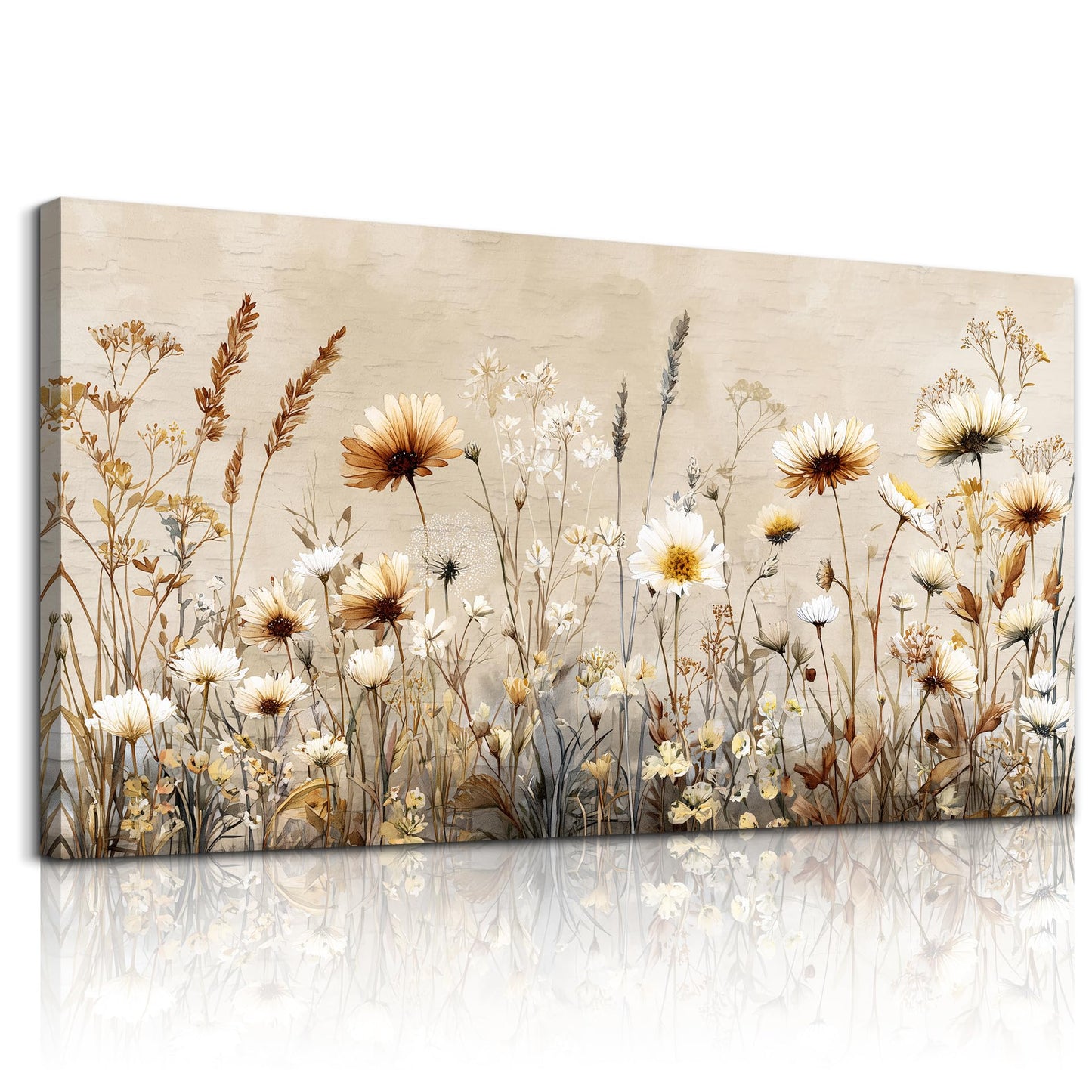 XIGUANGART Floral Wall Art, Large Wall Art, Flower Pictures Wall Decor, Elegant Meadow Wildflowers Art Prints, Nature Aesthetic Paintings for Living Room Bedroom Bathroom Kitchen Farmhouse 20"x40"