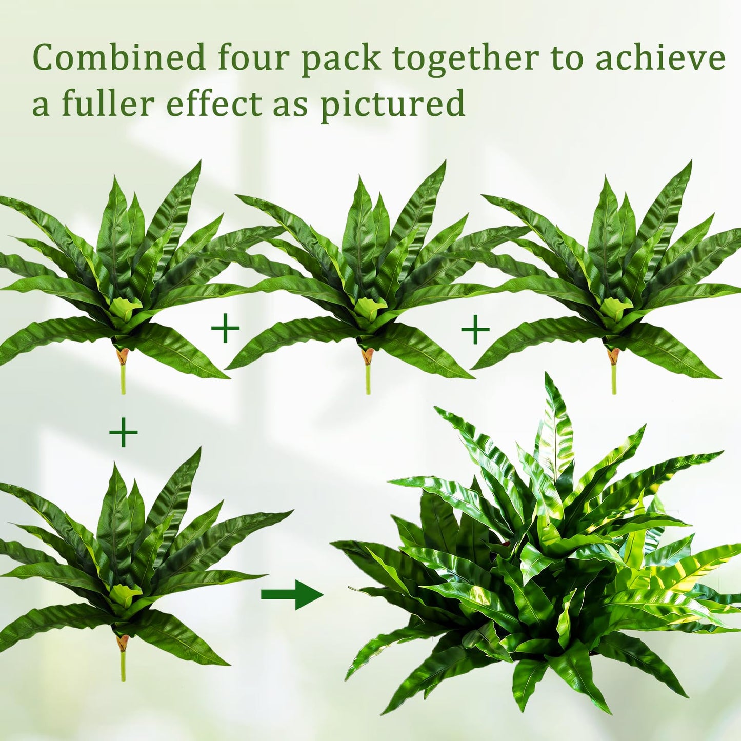 Cherica Fake Ferns,Faux Outdoor Plants UV Resistant,3D Real Touch Fake Plants Total 60 Blades,Weatherproof Artificial Plants Outdoor Indoor for Garden Porch Home Office Living Room Decor