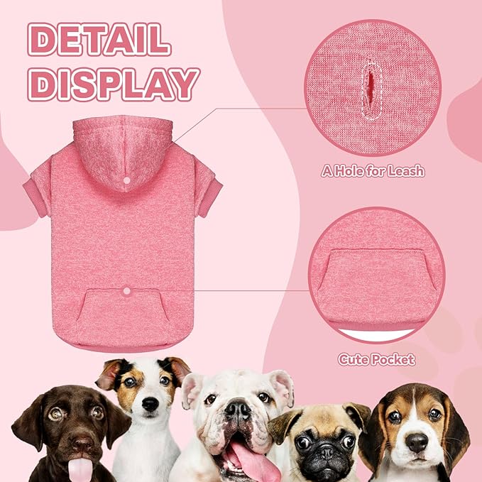 Dog Sweaters for Large Dogs,Pet Hoodie Fleece Pet Sweater Soft Clothes Sweatshirt with Pocket Dog Hoodie for Large Dogs(Pink&XXL)