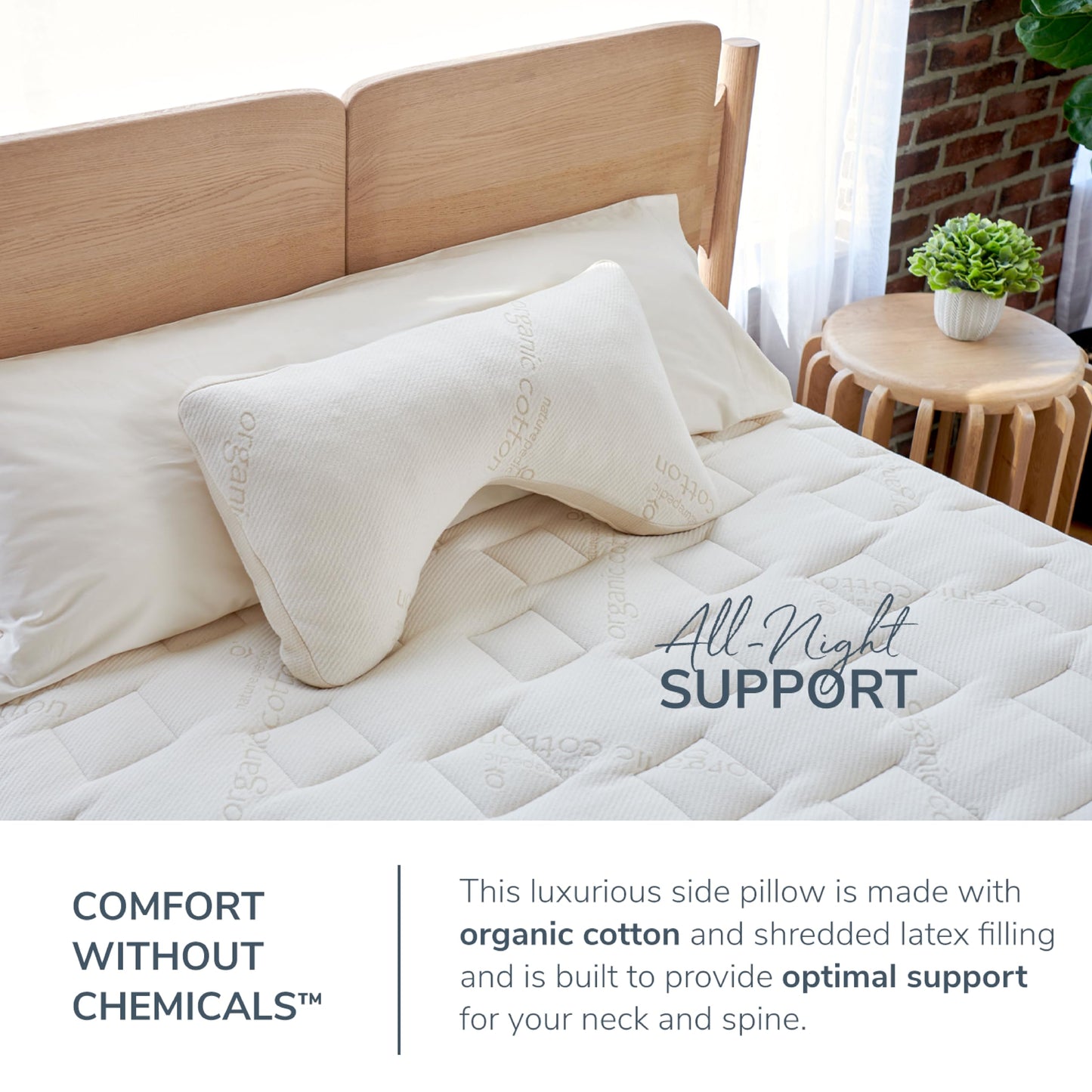 Naturepedic Organic Latex Side Sleeper Pillow - Standard/Queen Bed Pillow with Shoulder Cutout - Luxury Pillow for Back Support and Neck Pain Relief