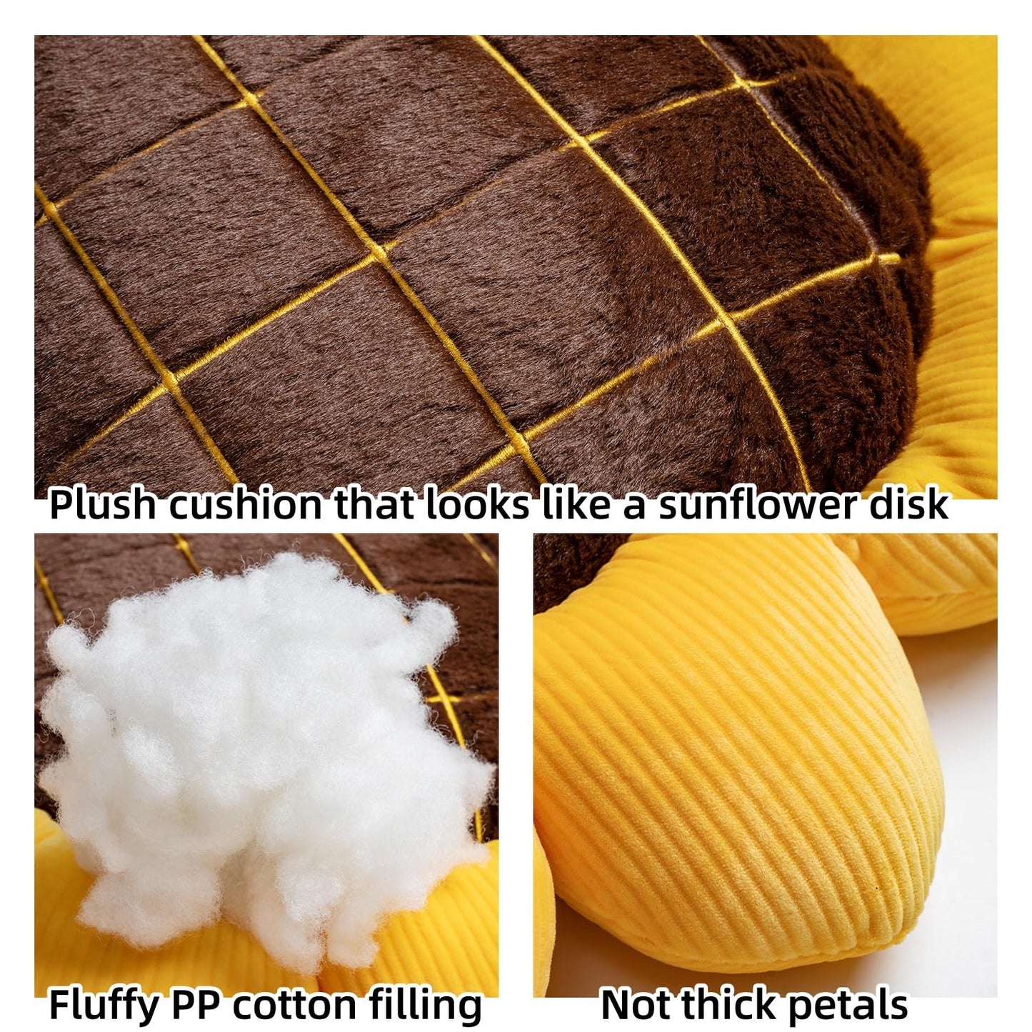 Nmkopzy 2 Pcs Sunflower Throw Pillow for Home Decor, Sunflower Shaped Pillows Large Flower Floor Seating Cushions Chair Pads for Bed Car Couch Office (19 Inch)