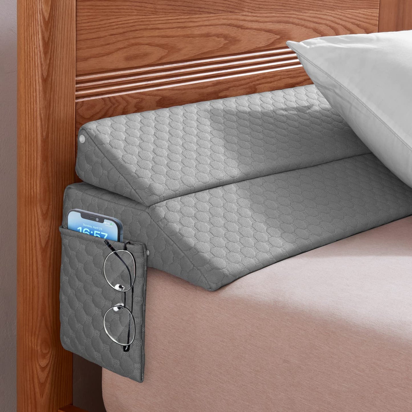EUHAMS Queen Size Bed Wedge Pillow - Bed Gap Filler Mattress Wedge Headboard Pillow Close The Gap 0-7" Between Your Headboard and Mattress or Wall for Sleeping Backrest Pillow (60"x10"x6" Gray)